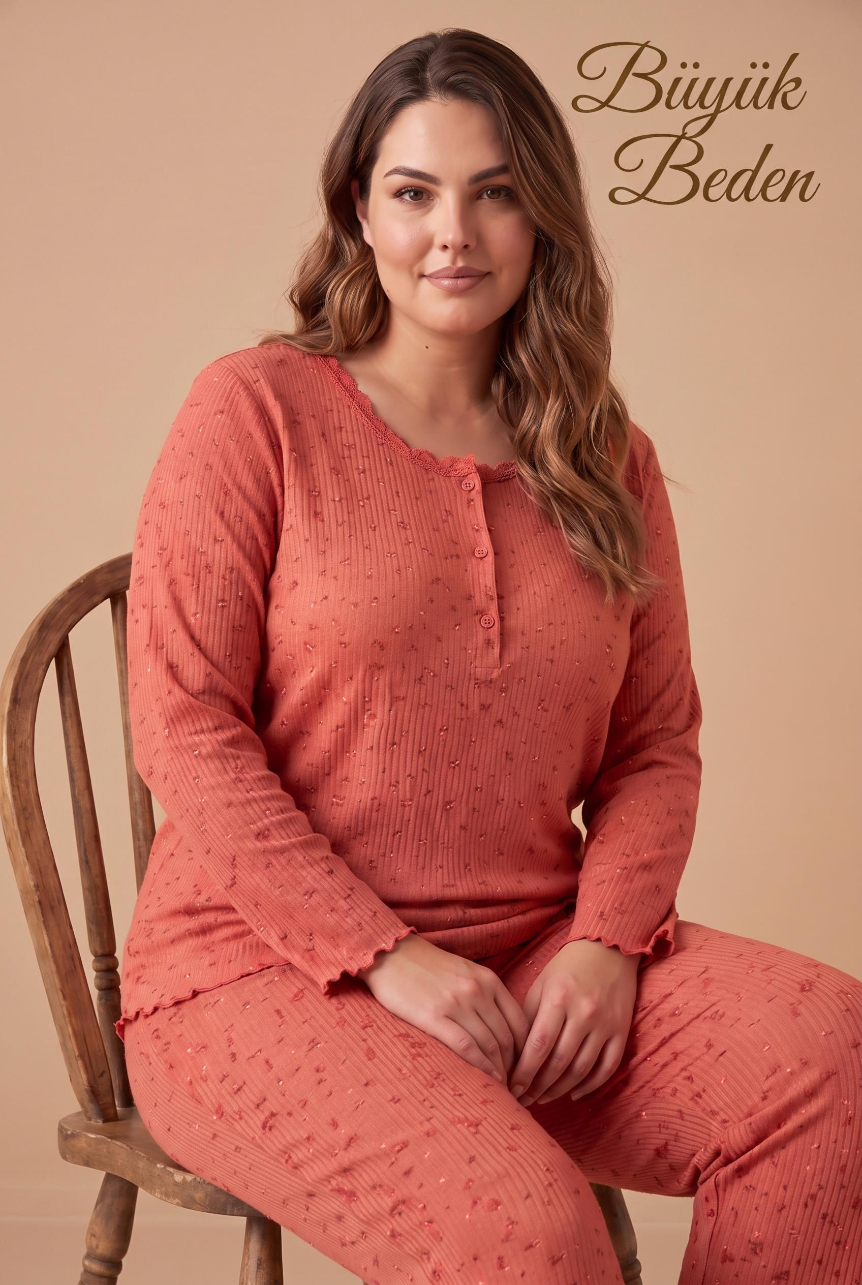 333462Kadın Uzun Kol Raporlu İnterlok Büyük Beden Kiremit Pijama Takımı C6T4N28Büyük BedencotonhauseKadın Uzun Kol Raporlu İnterlok Büyük Beden Kiremit Pijama Takımı C6T4N28