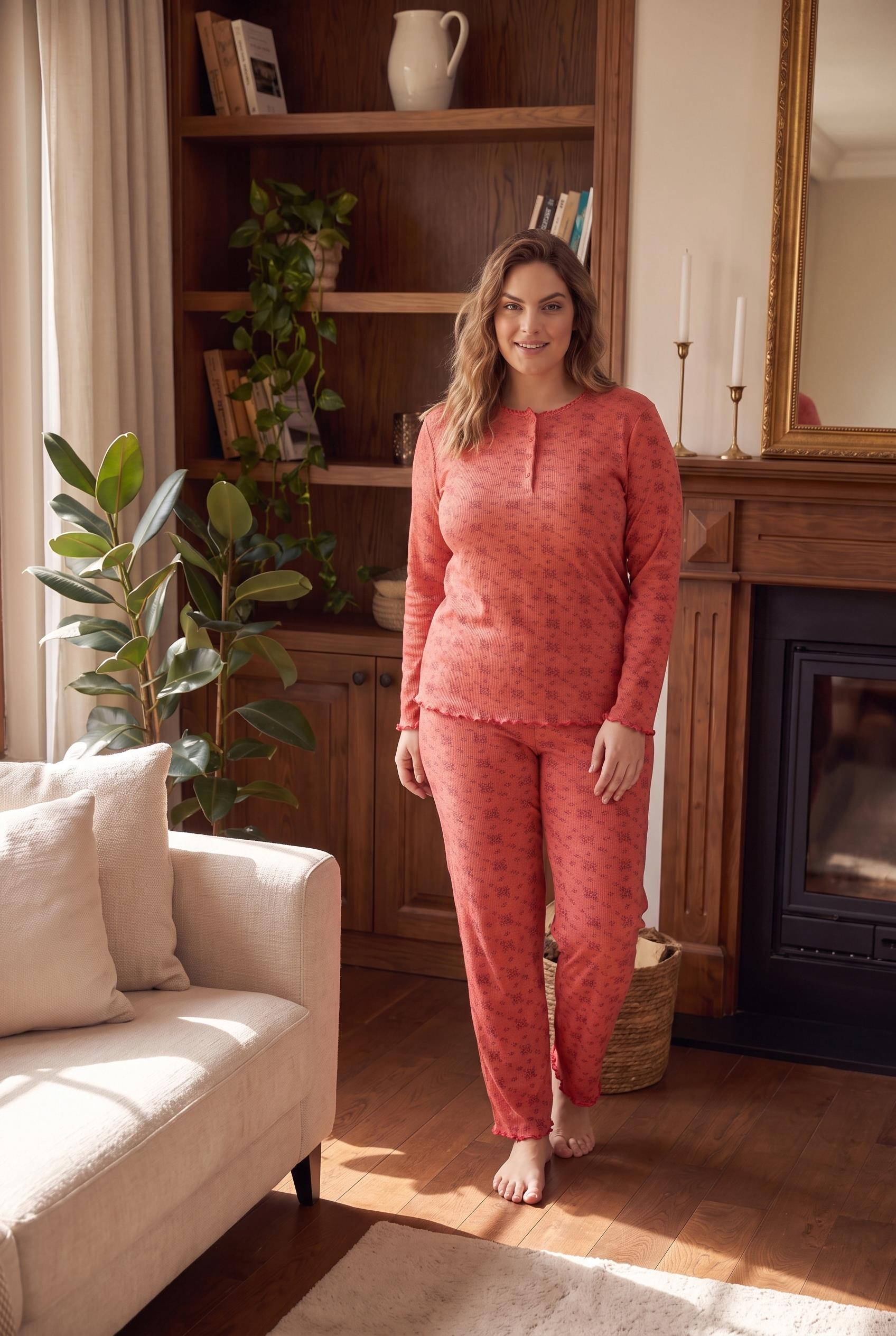 333460Kadın Uzun Kol Raporlu İnterlok Büyük Beden Kiremit Pijama Takımı C2T4N28Büyük BedencotonhauseKadın Uzun Kol Raporlu İnterlok Büyük Beden Kiremit Pijama Takımı C2T4N28