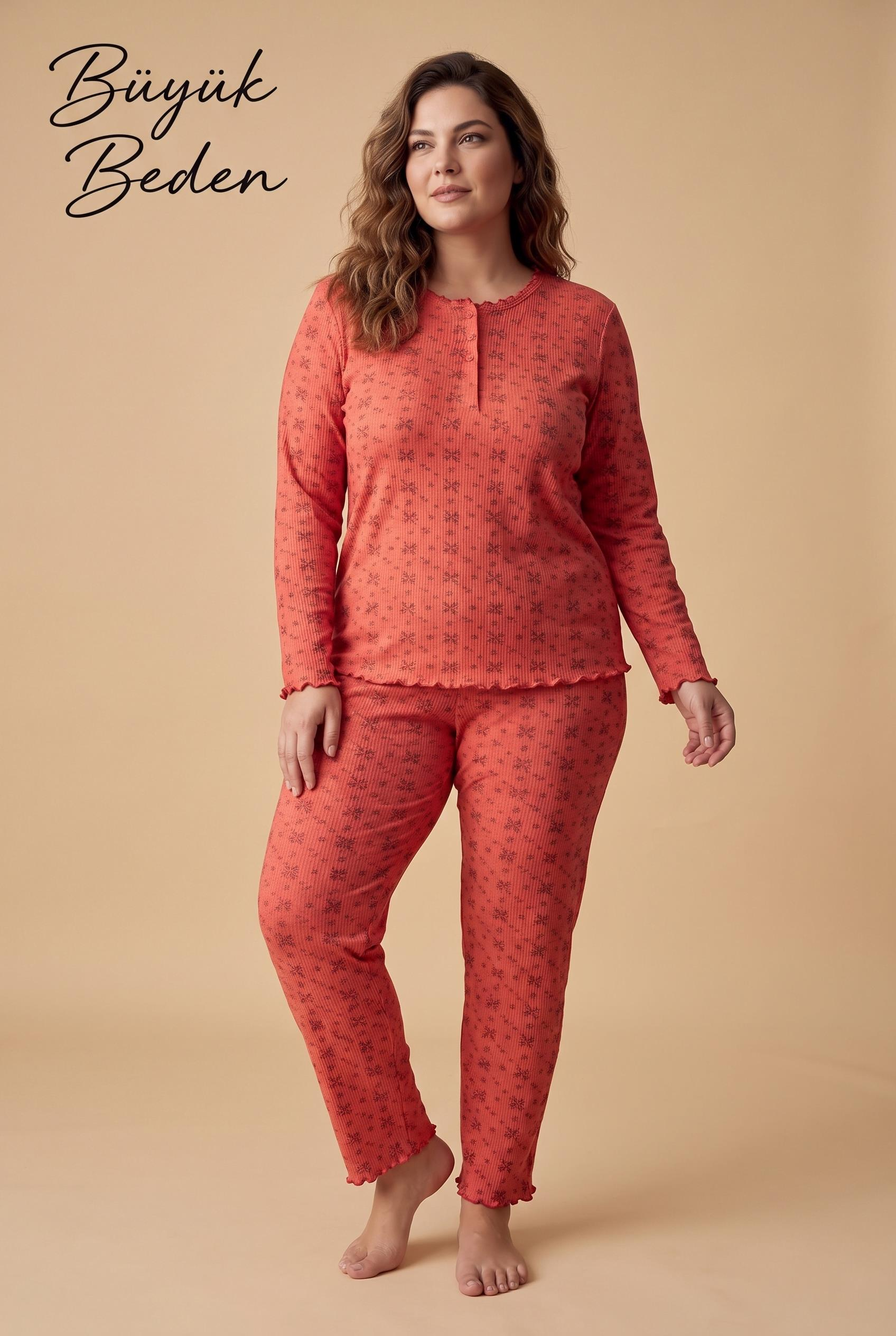 333460Kadın Uzun Kol Raporlu İnterlok Büyük Beden Kiremit Pijama Takımı C2T4N28Büyük BedencotonhauseKadın Uzun Kol Raporlu İnterlok Büyük Beden Kiremit Pijama Takımı C2T4N28