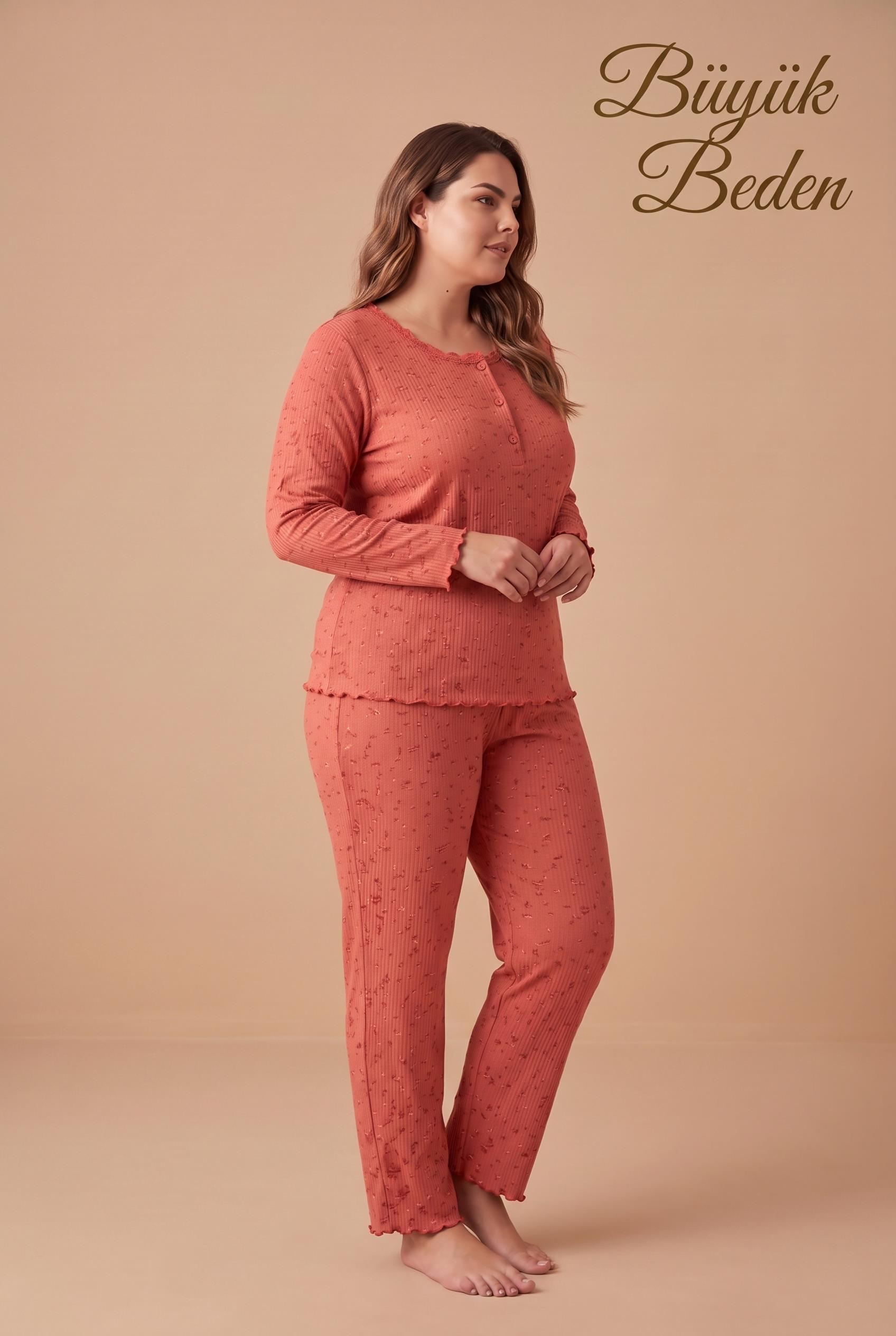 333462Kadın Uzun Kol Raporlu İnterlok Büyük Beden Kiremit Pijama Takımı C6T4N28Büyük BedencotonhauseKadın Uzun Kol Raporlu İnterlok Büyük Beden Kiremit Pijama Takımı C6T4N28