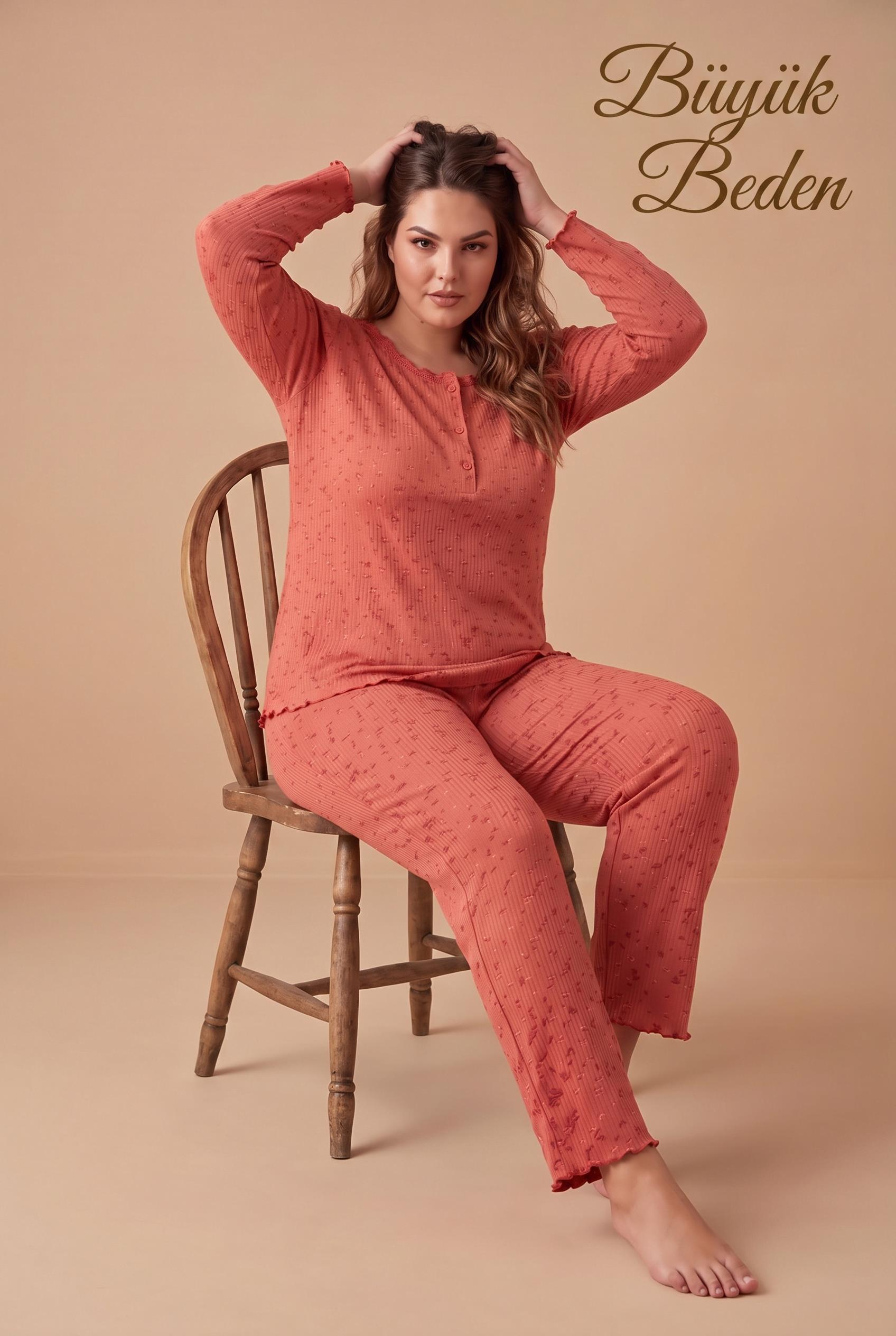 333462Kadın Uzun Kol Raporlu İnterlok Büyük Beden Kiremit Pijama Takımı C6T4N28Büyük BedencotonhauseKadın Uzun Kol Raporlu İnterlok Büyük Beden Kiremit Pijama Takımı C6T4N28