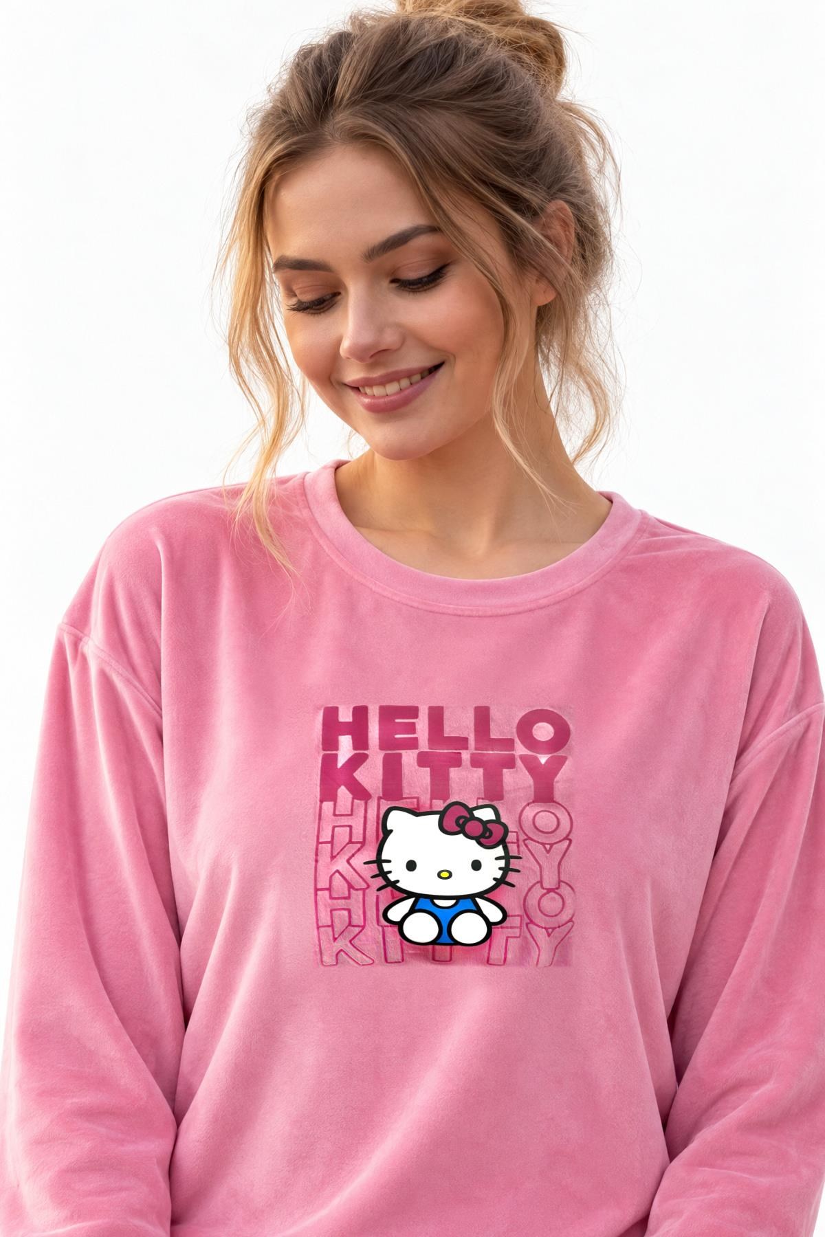 334224Kadın Uzun Kol Kadife Kumaş Hello Kitty Pembe Pijama Takımı C2T0N19Kadın Uzun Kol Kadife Kumaş Hello Kitty Pembe Pijama TakımıUzun Kol PijamacotonhauseKadın Uzun Kol Kadife Kumaş Hello Kitty Pembe Pijama Takımı C2T0N19