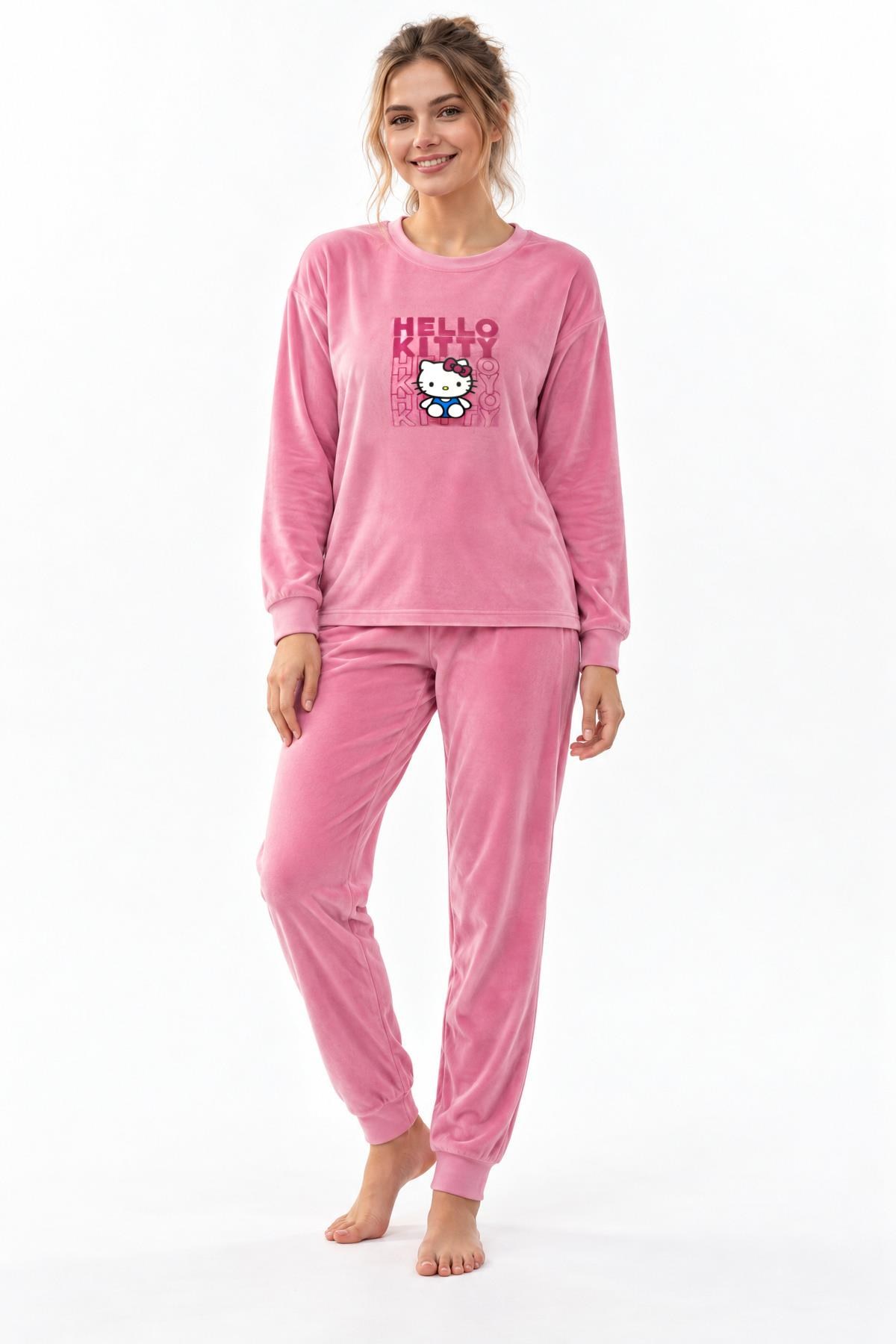 334224Kadın Uzun Kol Kadife Kumaş Hello Kitty Pembe Pijama Takımı C2T0N19Kadın Uzun Kol Kadife Kumaş Hello Kitty Pembe Pijama TakımıUzun Kol PijamacotonhauseKadın Uzun Kol Kadife Kumaş Hello Kitty Pembe Pijama Takımı C2T0N19