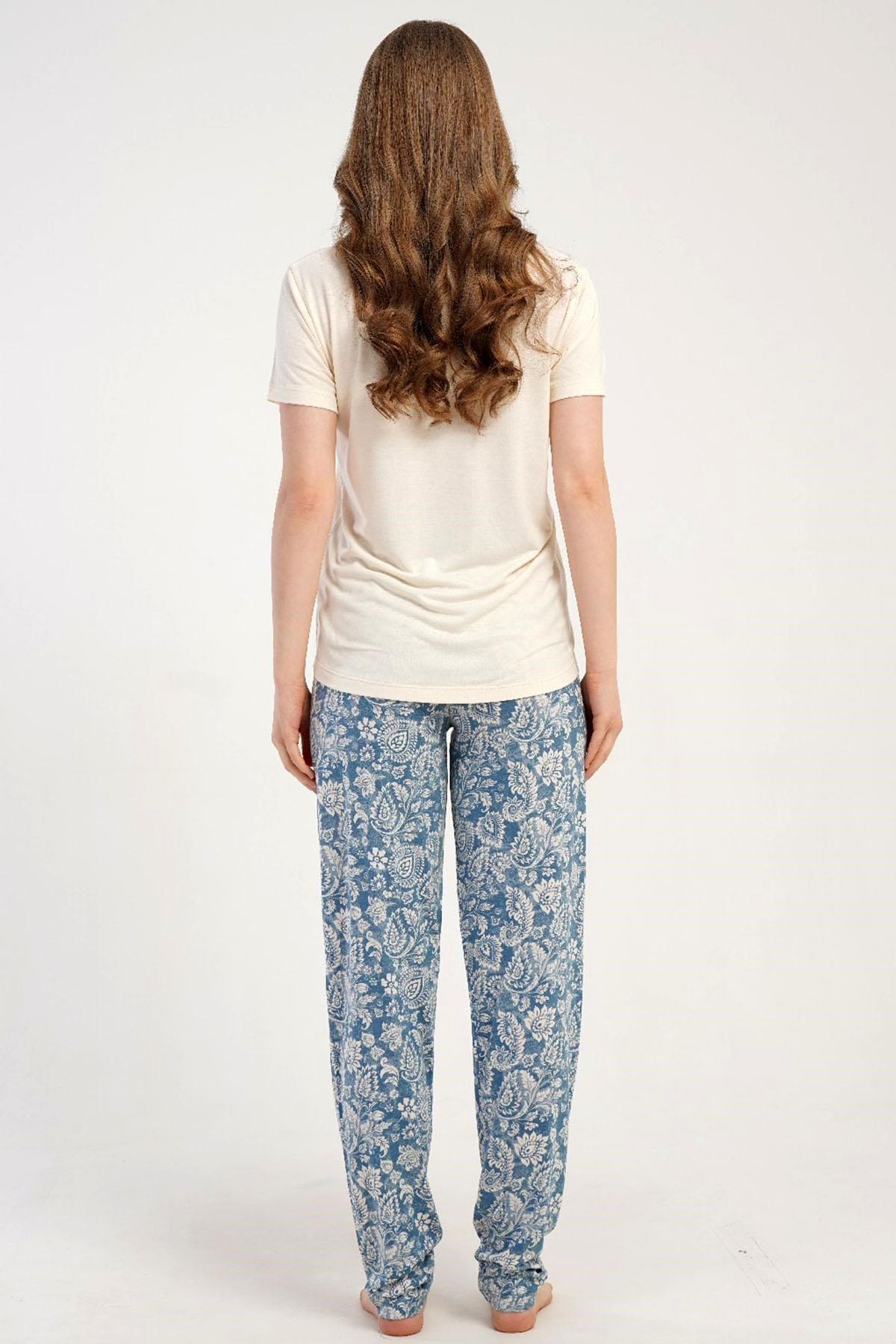 333216Kadın Kısa Kollu Ekru Pijama Takımı C5T7N2215Kısa Kol / Askılı PijamakezokinoKadın Kısa Kollu Ekru Pijama Takımı C5T7N2215