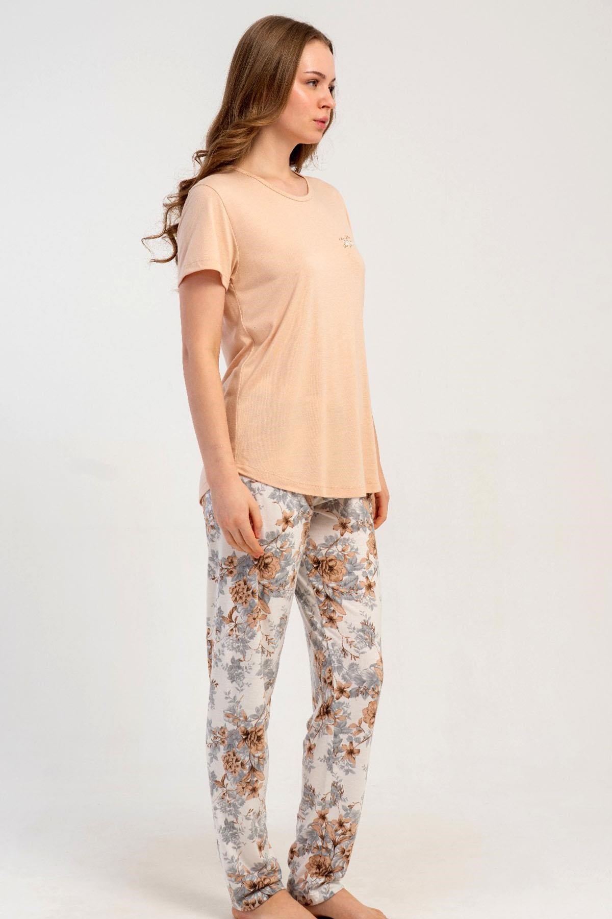 332515Kadın Kısa Kollu Bej Pijama Takımı Rahat Kesim Yazlık Ev Giyim C9T8N1215Kısa Kol / Askılı PijamakezokinoKadın Kısa Kollu Bej Pijama Takımı Rahat Kesim Yazlık Ev Giyim C9T8N1215