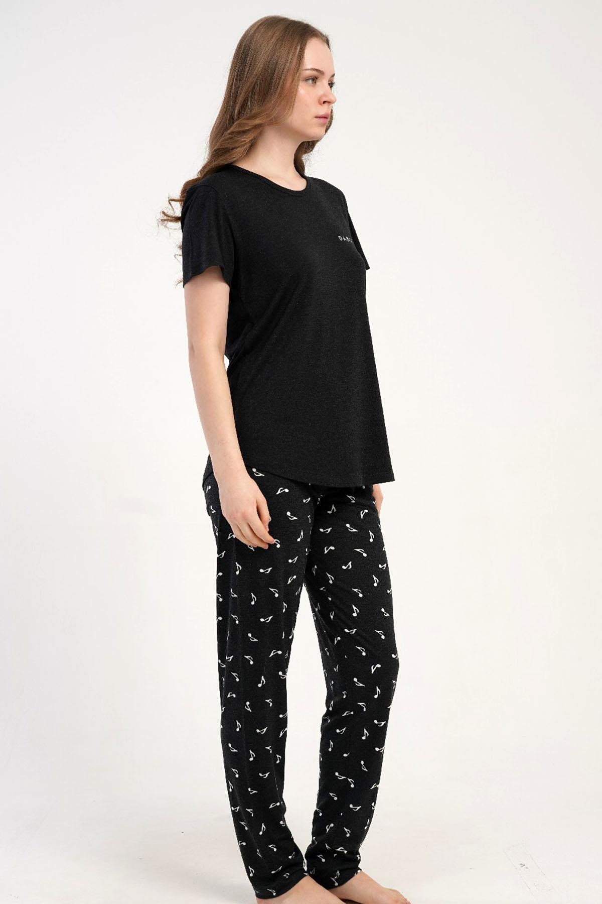 332642Kadın Kısa Kollu Siyah Pijama Takımı C8T8N2215Kısa Kol / Askılı PijamakezokinoKadın Kısa Kollu Siyah Pijama Takımı C8T8N2215