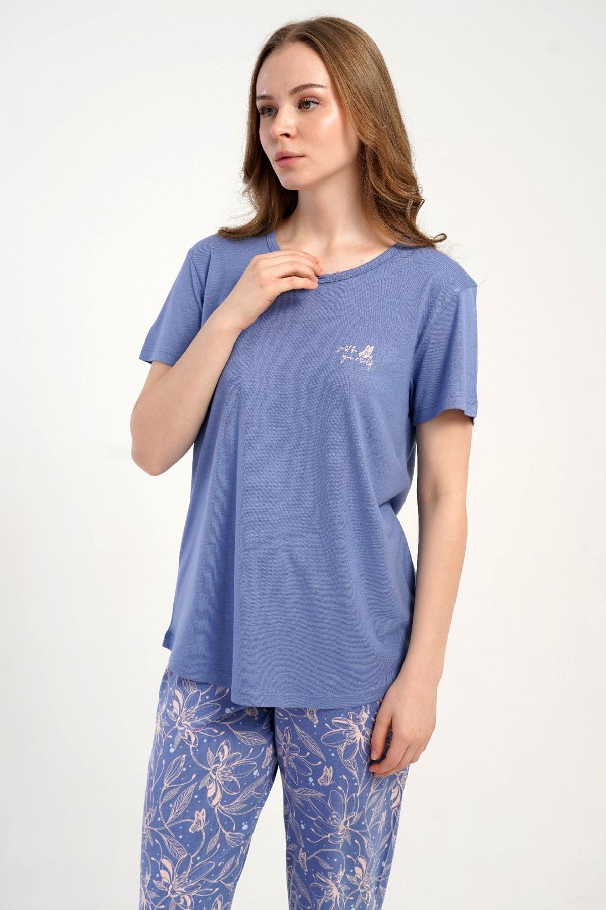 332510Kadın Kısa Kol Pijama Takımı Mor Yazlık Rahat Kesim Ev Giyim Takımı C3T7N1215Kısa Kol / Askılı PijamakezokinoKadın Kısa Kol Pijama Takımı Mor Yazlık Rahat Kesim Ev Giyim Takımı C3T7N1215