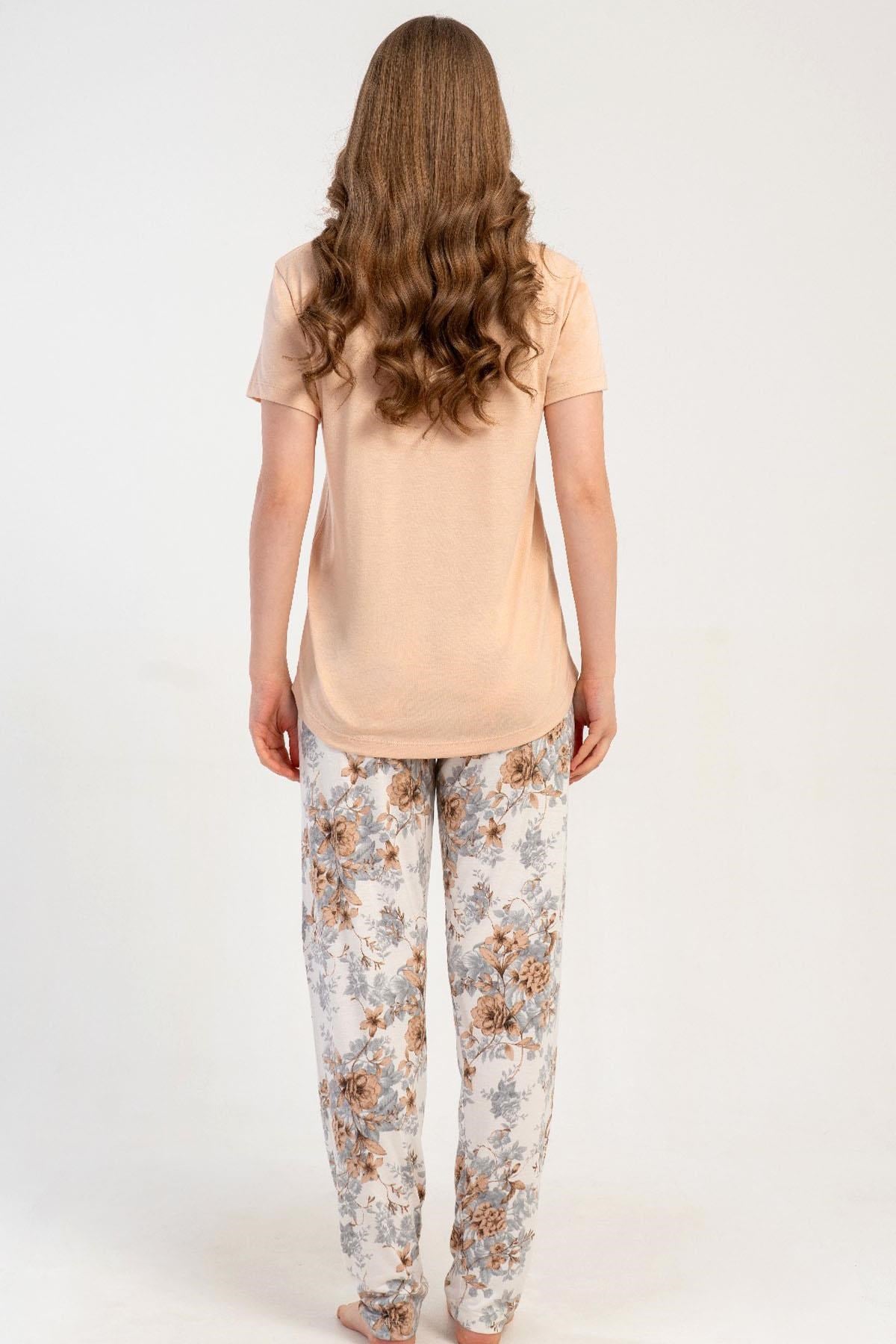 332515Kadın Kısa Kollu Bej Pijama Takımı Rahat Kesim Yazlık Ev Giyim C9T8N1215Kısa Kol / Askılı PijamakezokinoKadın Kısa Kollu Bej Pijama Takımı Rahat Kesim Yazlık Ev Giyim C9T8N1215