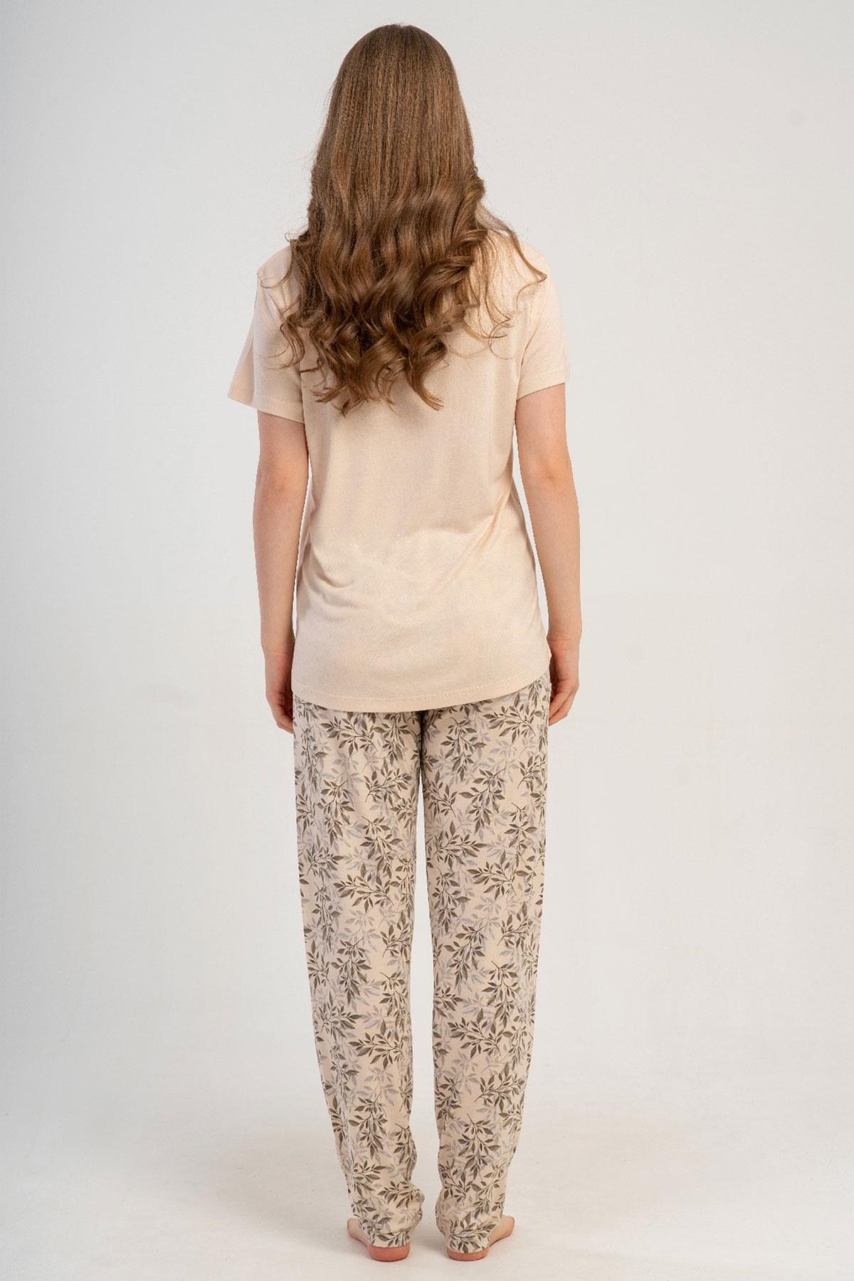 332522Kadın Kısa Kollu Krem Pijama Takımı Rahat Kesim Yazlık Ev Giyimi C9T0N2215Kısa Kol / Askılı PijamakezokinoKadın Kısa Kollu Krem Pijama Takımı Rahat Kesim Yazlık Ev Giyimi C9T0N2215