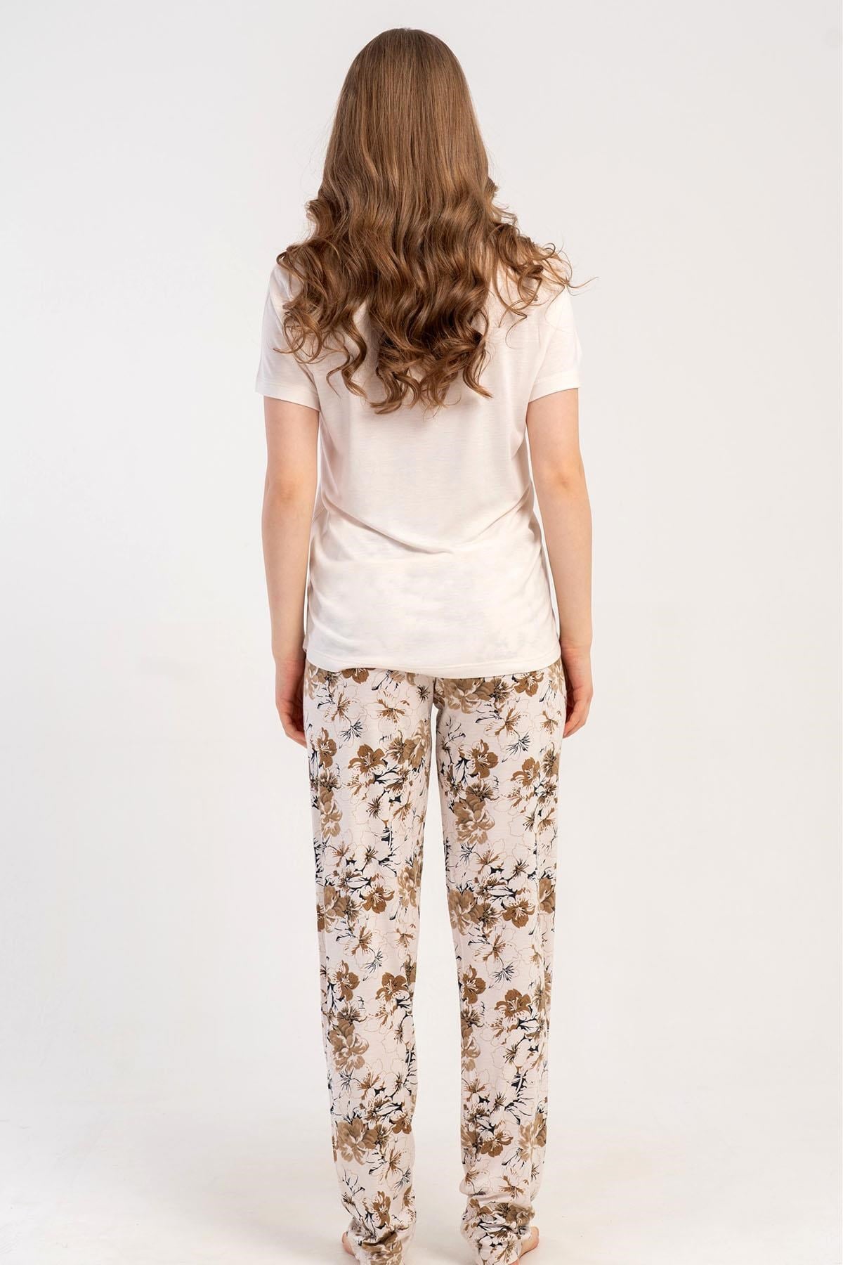 333178Kadın Kısa Kol Ekru Pijama Takımı C0T8N2215Kısa Kol / Askılı PijamakezokinoKadın Kısa Kol Ekru Pijama Takımı C0T8N2215