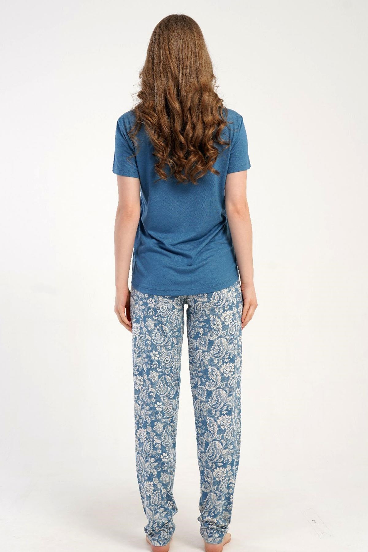 332544Kadın Kısa Kollu Mavi Pijama Takımı Rahat Kesim Yazlık Ev Giyimi C5T7N2215Kısa Kol / Askılı PijamakezokinoKadın Kısa Kollu Mavi Pijama Takımı Rahat Kesim Yazlık Ev Giyimi C5T7N2215