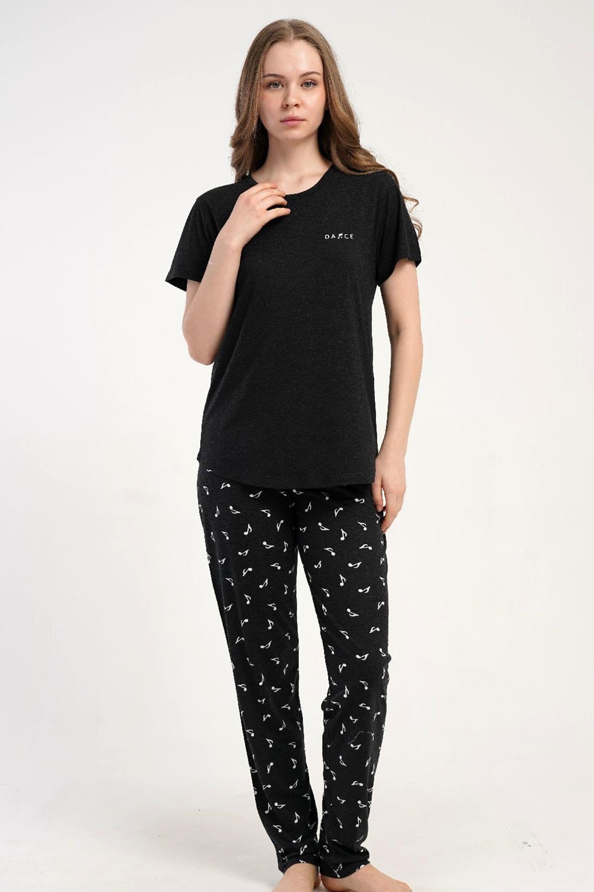 332642Kadın Kısa Kollu Siyah Pijama Takımı C8T8N2215Kısa Kol / Askılı PijamakezokinoKadın Kısa Kollu Siyah Pijama Takımı C8T8N2215
