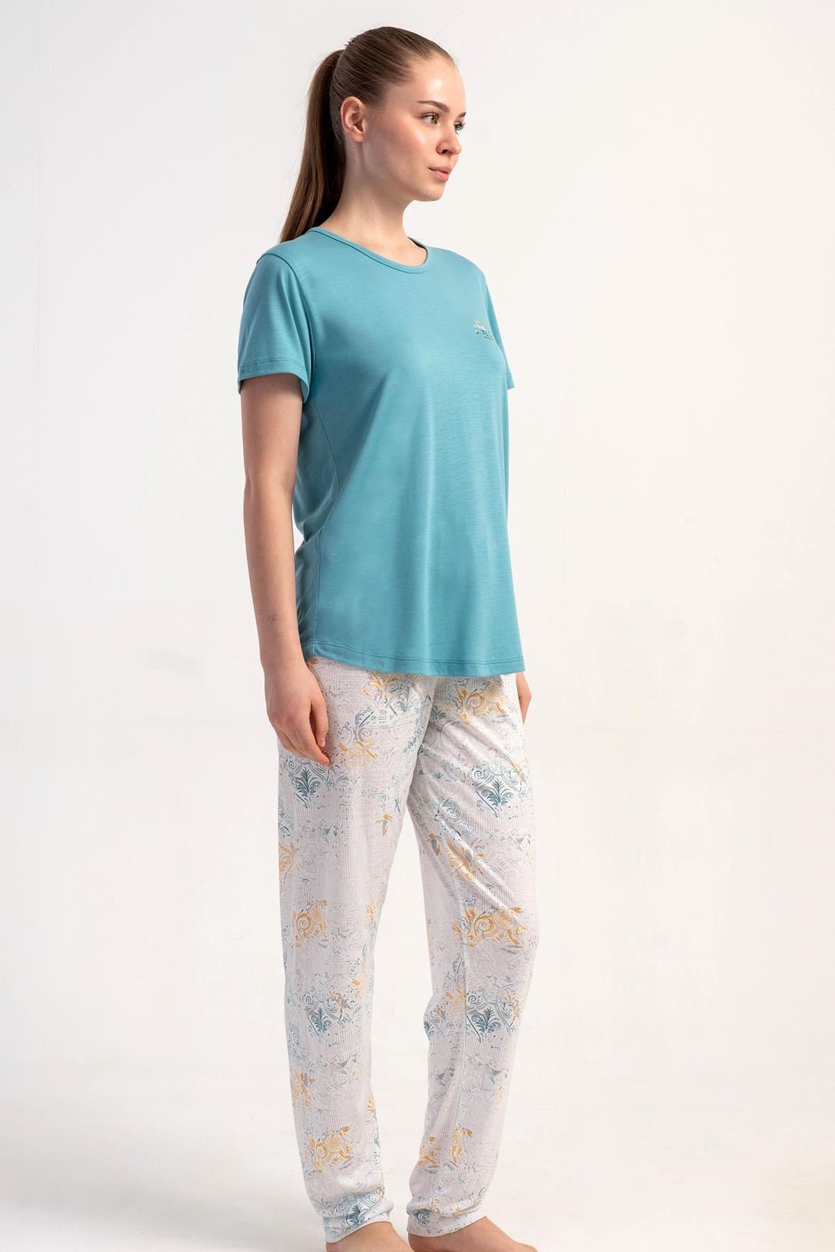 333176Kadın Kısa Kol Soft Mavi Pijama Takımı C3T3N2215Kısa Kol / Askılı PijamakezokinoKadın Kısa Kol Soft Mavi Pijama Takımı C3T3N2215