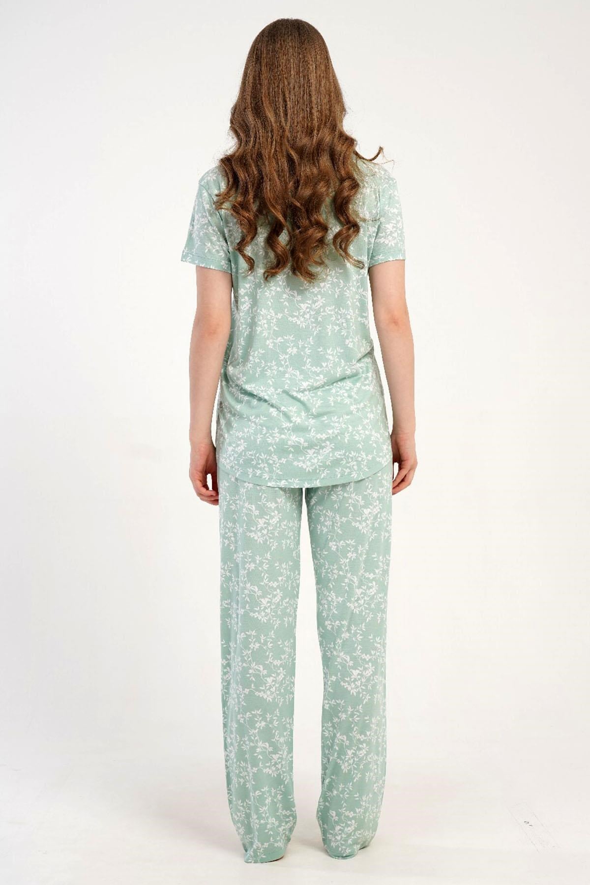 333175Kadın Önden Düğmeli Kısa Kol Yeşil Pijama Takımı C6T1N2215Kısa Kol / Askılı PijamakezokinoKadın Önden Düğmeli Kısa Kol Yeşil Pijama Takımı C6T1N2215
