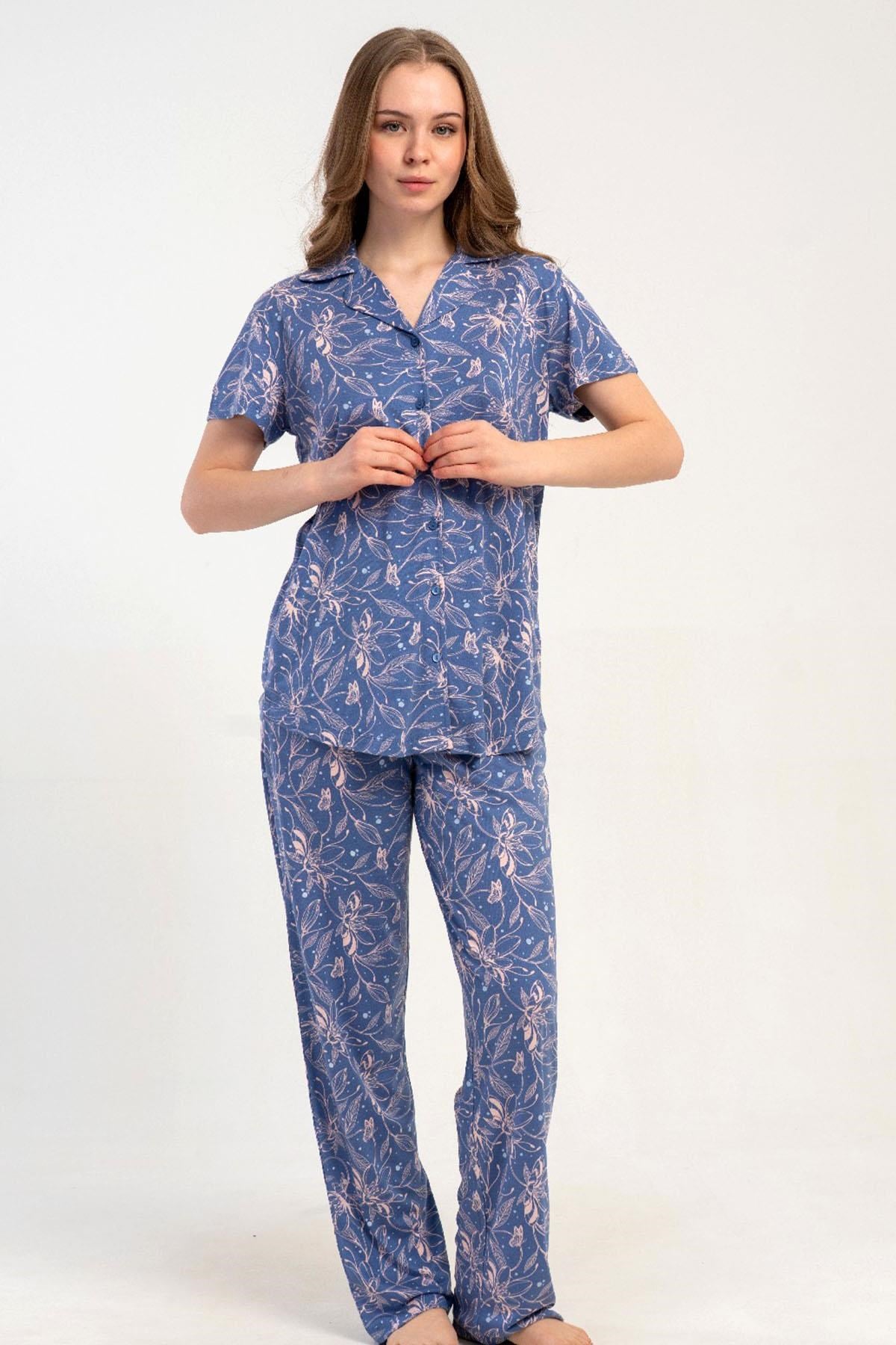 333173Kadın Önden Düğmeli Kısa Kol Mor Pijama Takımı C2T7N1215Kısa Kol / Askılı PijamakezokinoKadın Önden Düğmeli Kısa Kol Mor Pijama Takımı C2T7N1215