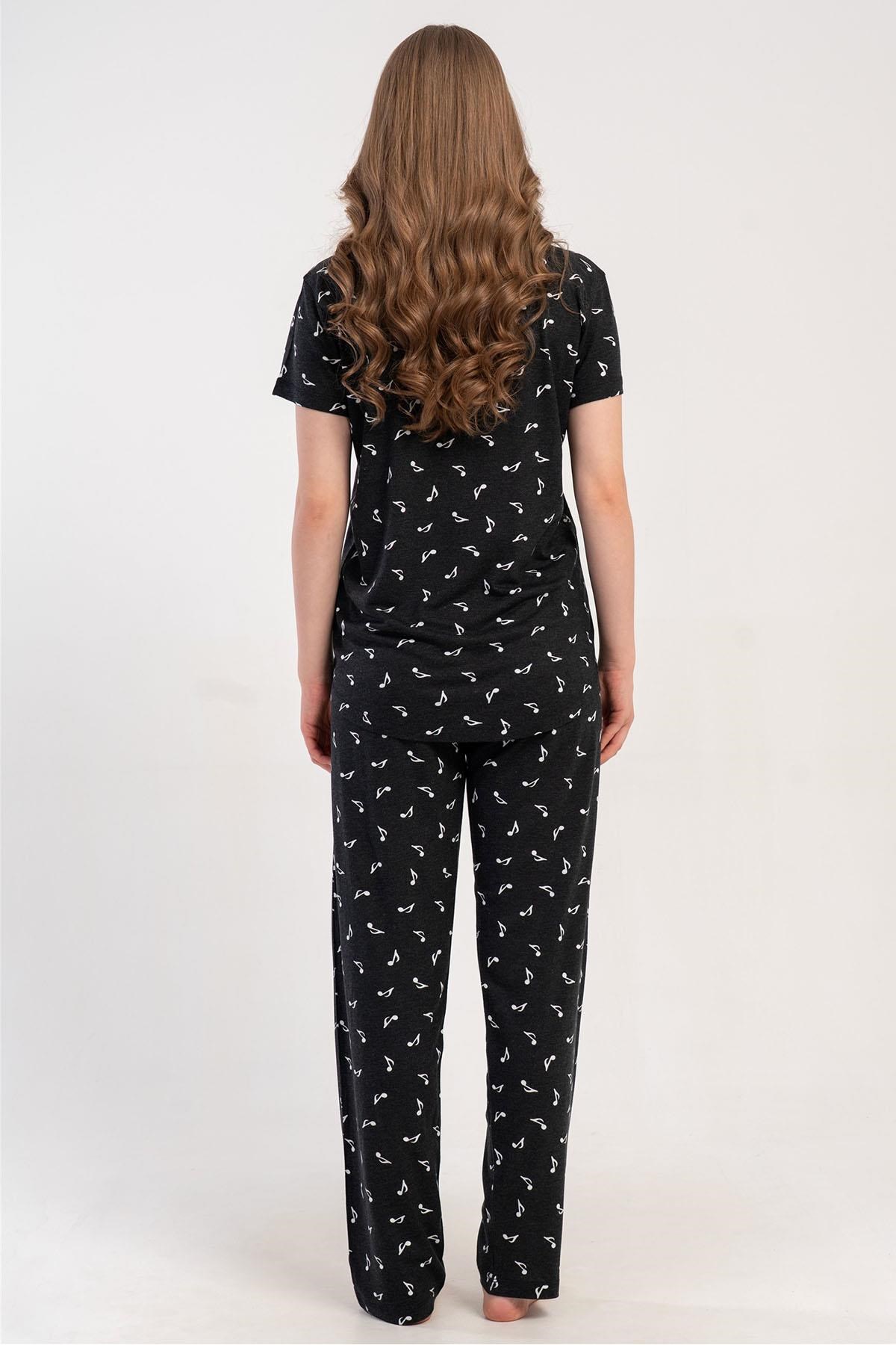 332646Kadın Önden Düğmeli Kısa Kollu Siyah Pijama Takımı C7T8N2215Kısa Kol / Askılı PijamakezokinoKadın Önden Düğmeli Kısa Kollu Siyah Pijama Takımı C7T8N2215