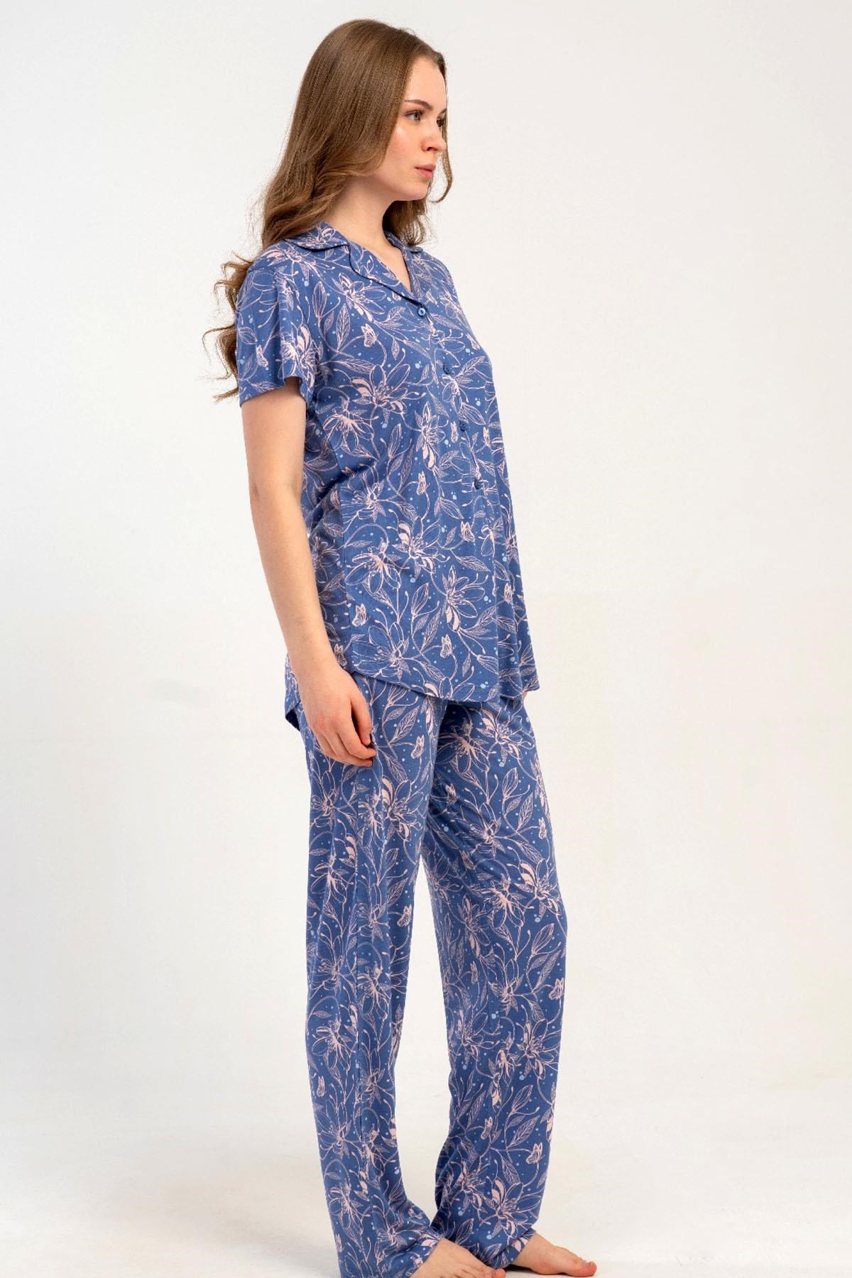 333173Kadın Önden Düğmeli Kısa Kol Mor Pijama Takımı C2T7N1215Kısa Kol / Askılı PijamakezokinoKadın Önden Düğmeli Kısa Kol Mor Pijama Takımı C2T7N1215