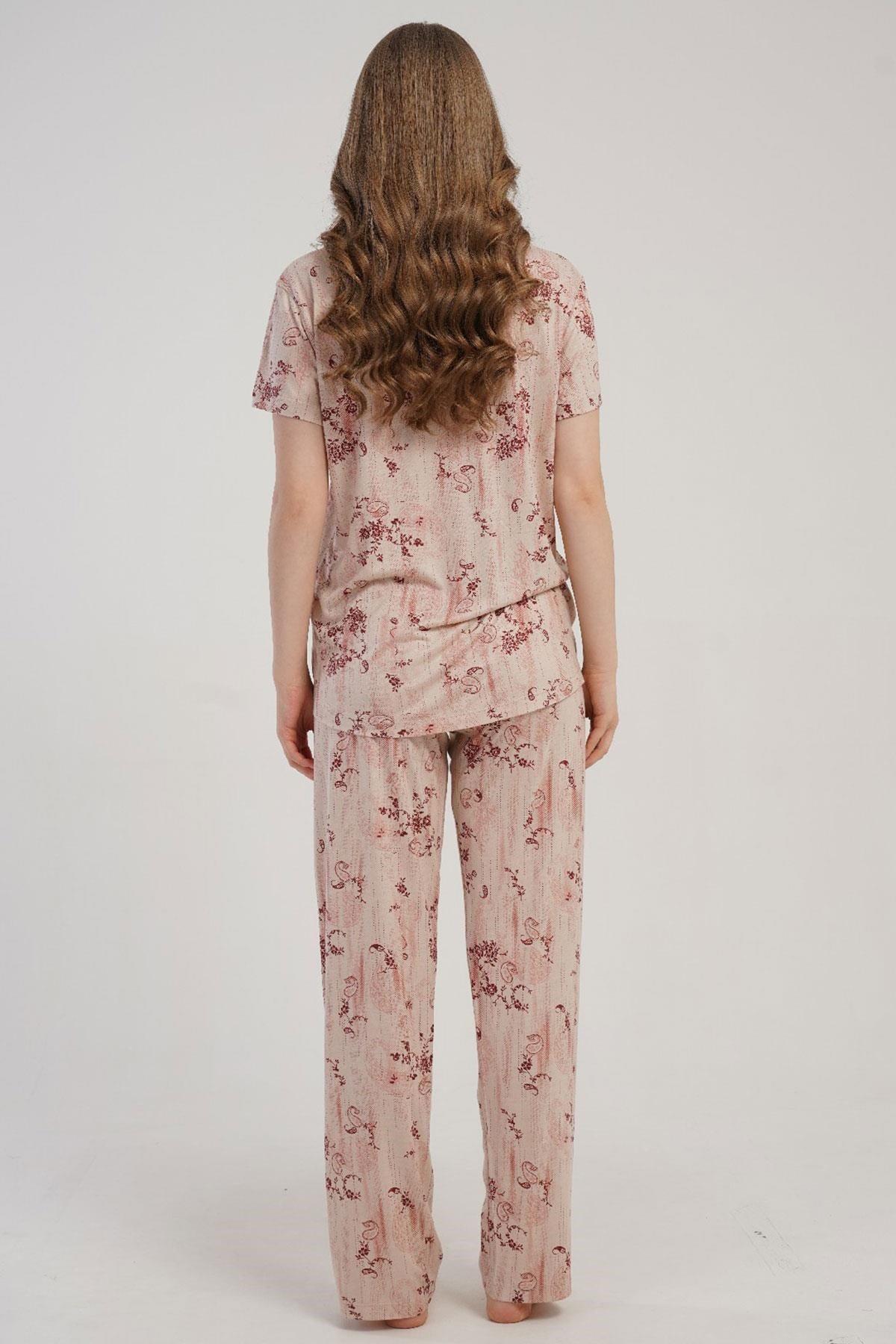 332537Kadın Önden Düğmeli Kısa Kollu Pembe Pijama Takımı Yazlık Ev Giyimi C4T4N2215Kısa Kol / Askılı PijamakezokinoKadın Önden Düğmeli Kısa Kollu Pembe Pijama Takımı Yazlık Ev Giyimi C4T4N2215