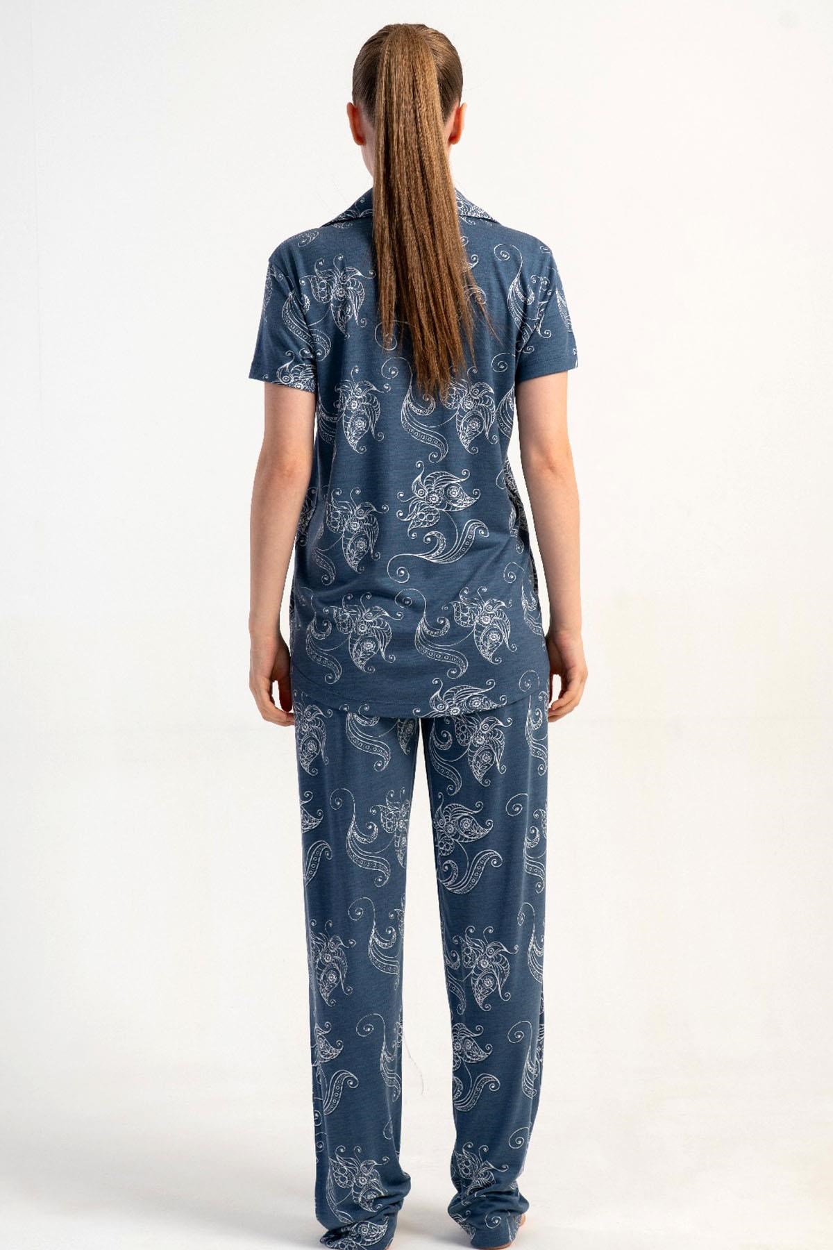 332645Kadın Önden Düğmeli Kısa Kollu Pijama Takımı C4T0N2215Kısa Kol / Askılı PijamakezokinoKadın Önden Düğmeli Kısa Kollu Pijama Takımı C4T0N2215
