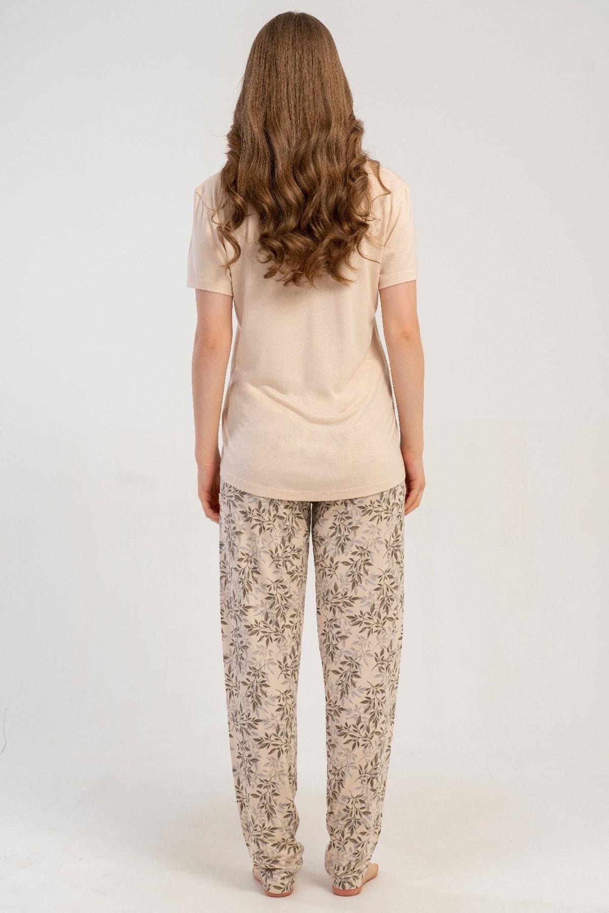 333217Kadın Yarım Düğmeli Kısa Kollu Ekru Pijama Takımı C0T1N2215Kısa Kol / Askılı PijamakezokinoKadın Yarım Düğmeli Kısa Kollu Ekru Pijama Takımı C0T1N2215