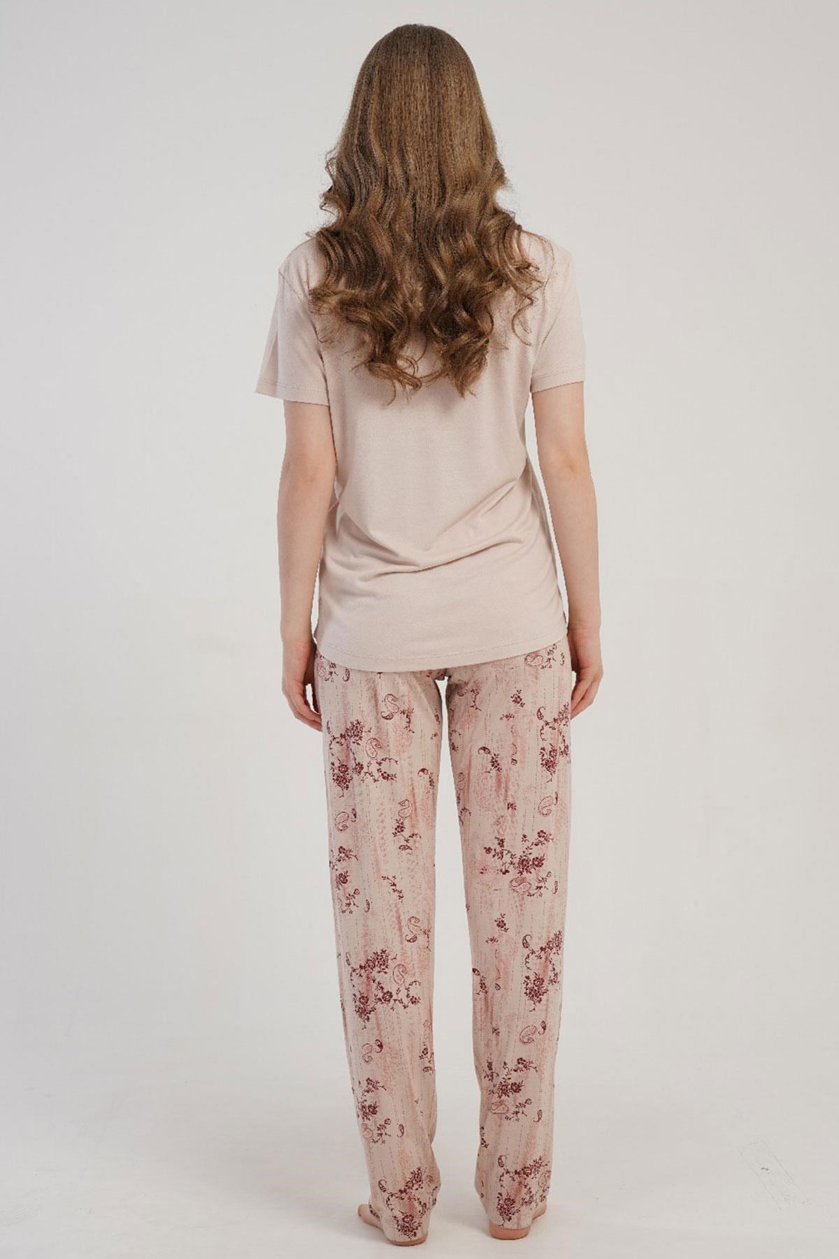 333218Kadın Yarım Düğmeli Kısa Kollu Ekru Pijama Takımı C6T4N2215Kısa Kol / Askılı PijamakezokinoKadın Yarım Düğmeli Kısa Kollu Ekru Pijama Takımı C6T4N2215