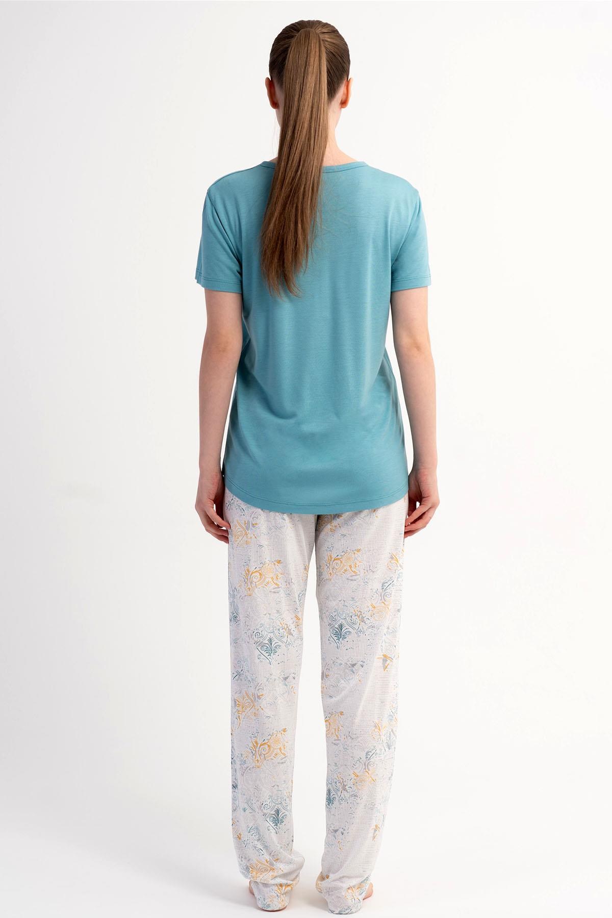332532Kadın Yarım Düğmeli Kısa Kollu Yeşil Pijama Takımı Rahat Kesim Yazlık Ev Giyim C4T3N2215Kısa Kol / Askılı PijamakezokinoKadın Yarım Düğmeli Kısa Kollu Yeşil Pijama Takımı Rahat Kesim Yazlık Ev Giyim C4T3N2215