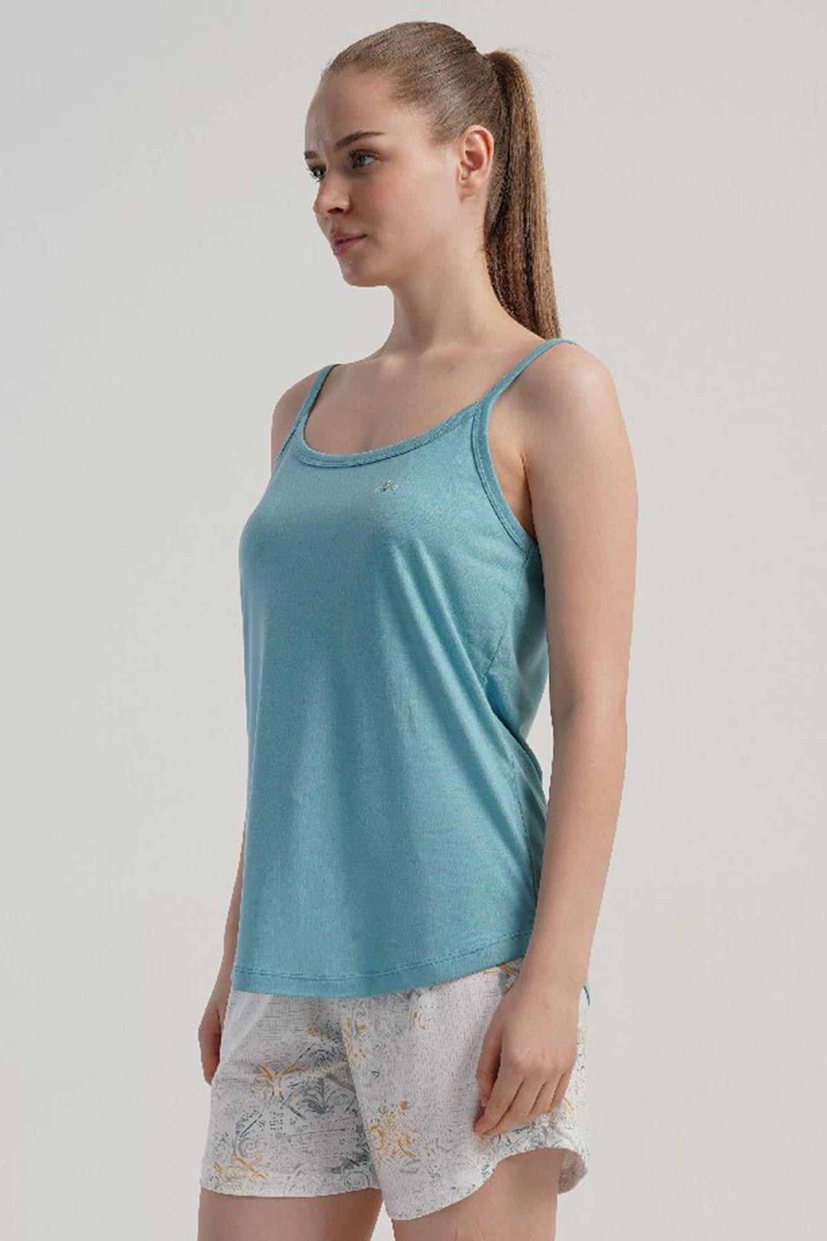 333220Kadın İnce Askılı Mavi Şortlu Pijama Takımı C5T3N2215Şortlu TakımkezokinoKadın İnce Askılı Mavi Şortlu Pijama Takımı C5T3N2215