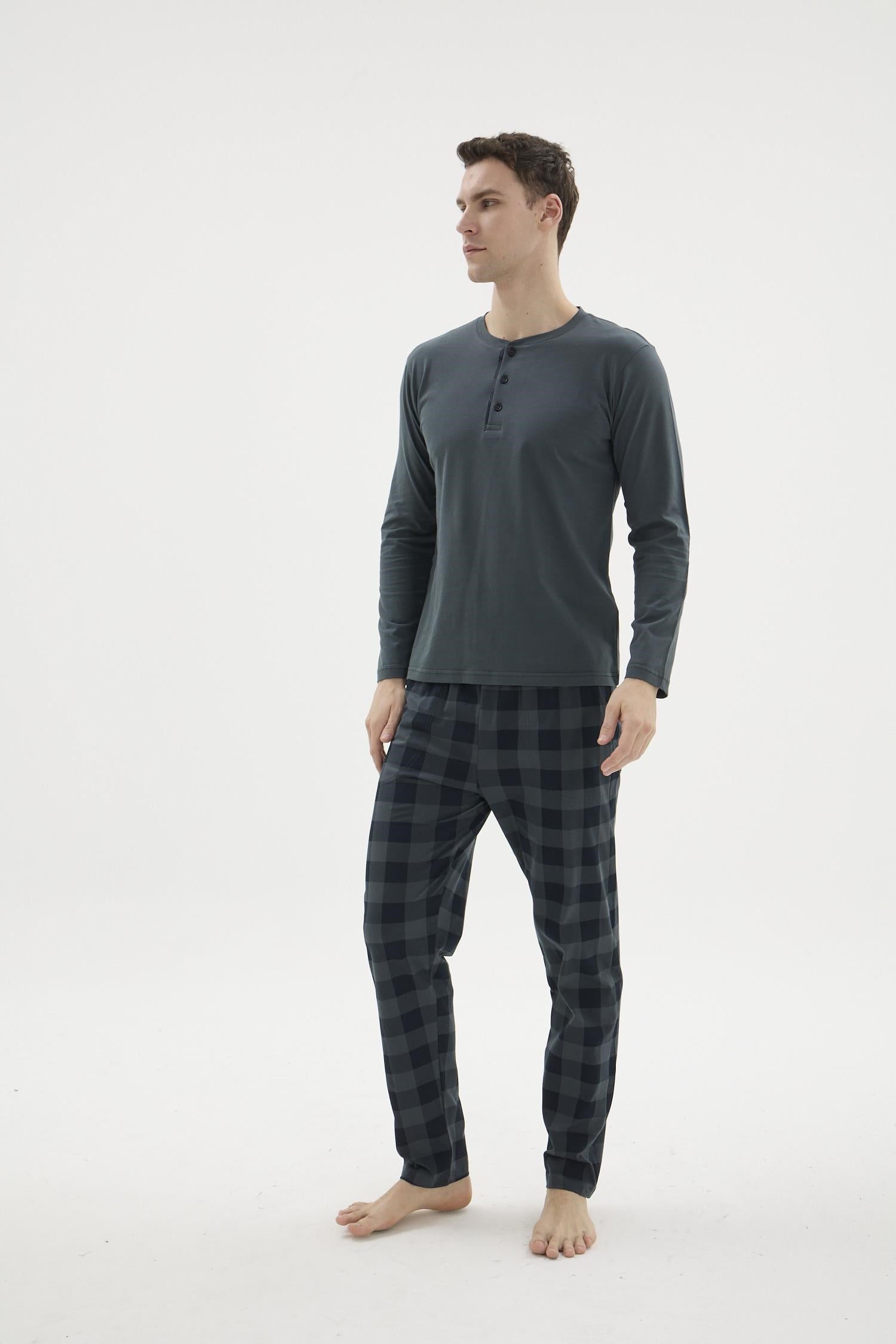 333269Erkek Füme Uzun Kollu Düğmeli Yaka Ekose Pijama Takımı C1T2N29Pijama TakımıKLYErkek Füme Uzun Kollu Düğmeli Yaka Ekose Pijama Takımı C1T2N29