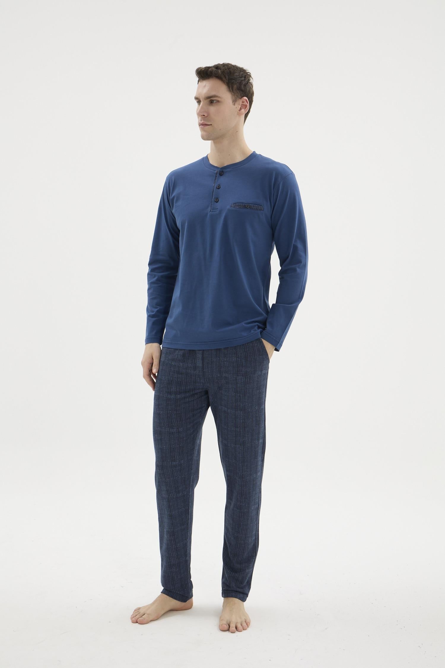 333284Erkek İndigo Uzun Kollu Düğmeli Yaka Cepli Pijama Takımı C8T0N162Pijama TakımıKLYErkek İndigo Uzun Kollu Düğmeli Yaka Cepli Pijama Takımı C8T0N162