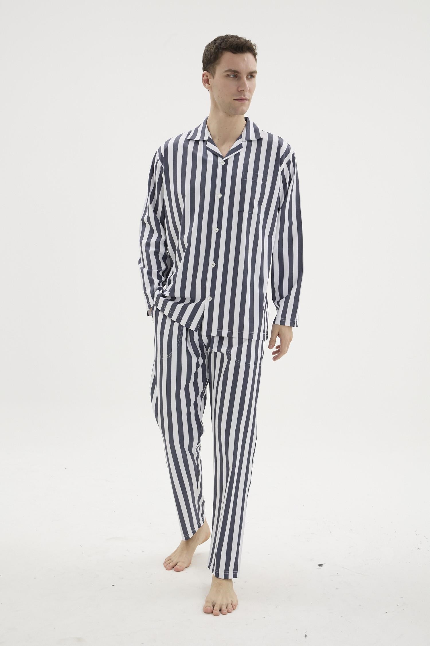 333298Erkek Mavi Önden Düğmeli Çizgili Gaffur Pijama Takımı C4T3N04Pijama TakımıKLYErkek Mavi Önden Düğmeli Çizgili Gaffur Pijama Takımı C4T3N04