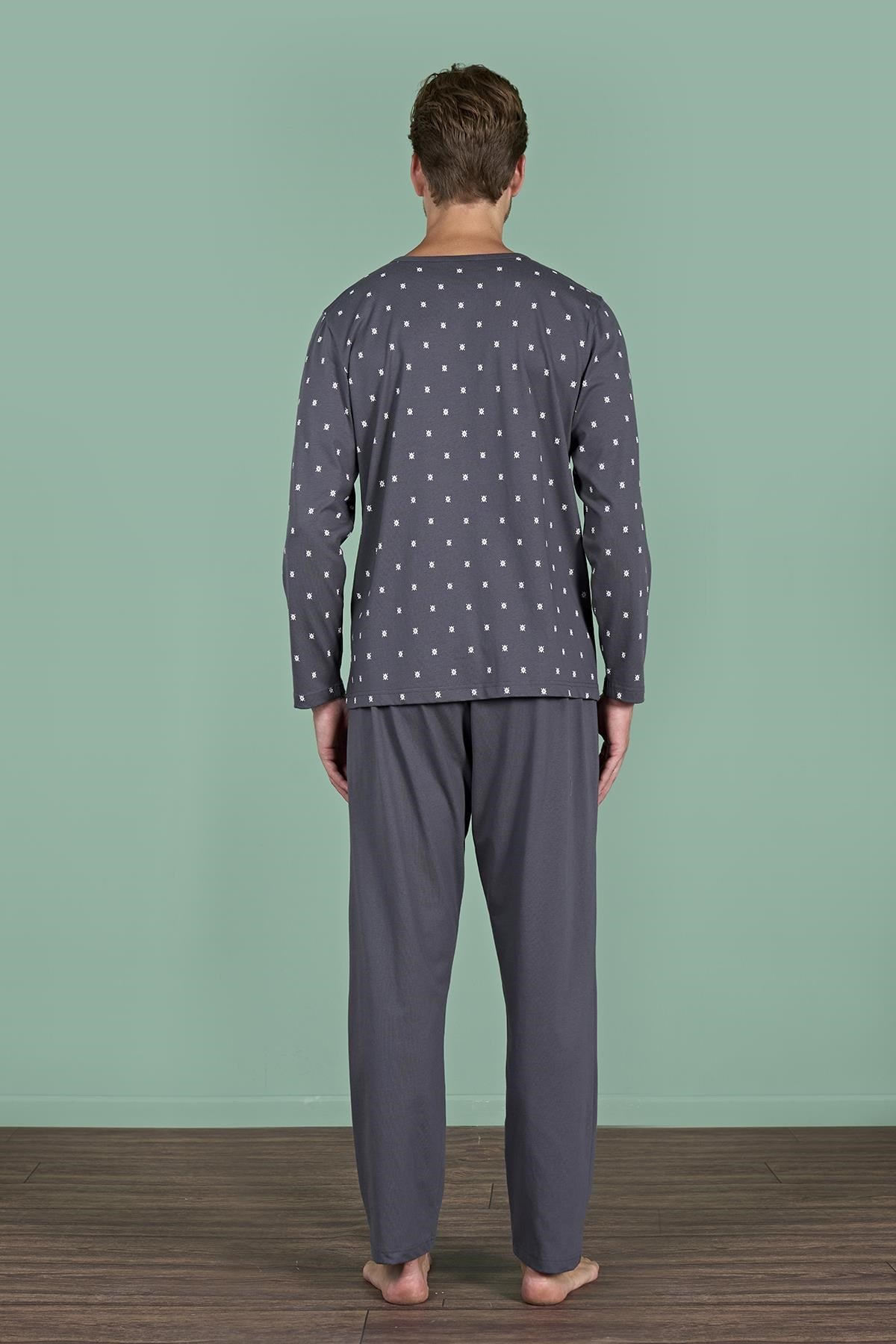 328890Erkek Füme Uzun Kollu Düğmeli Yaka Desenli Pijama Takımı C9T2N91Pijama TakımıPijadoreErkek Füme Uzun Kollu Düğmeli Yaka Desenli Pijama Takımı C9T2N91