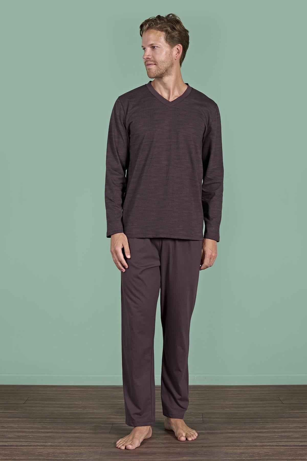 328895Erkek Kahve V Yaka Uzun Kollu Pijama Takımı C2T3N91Pijama TakımıPijadoreErkek Kahve V Yaka Uzun Kollu Pijama Takımı C2T3N91