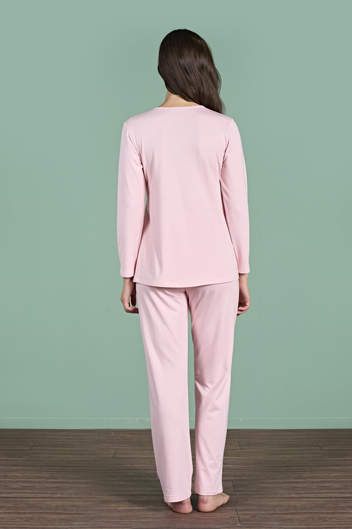328911Kadın Pembe Renk Dantel Yaka Uzun Kollu Lohusa Pijama Takım C4T4N91Pijama TakımıPijadoreKadın Pembe Renk Dantel Yaka Uzun Kollu Lohusa Pijama Takım C4T4N91