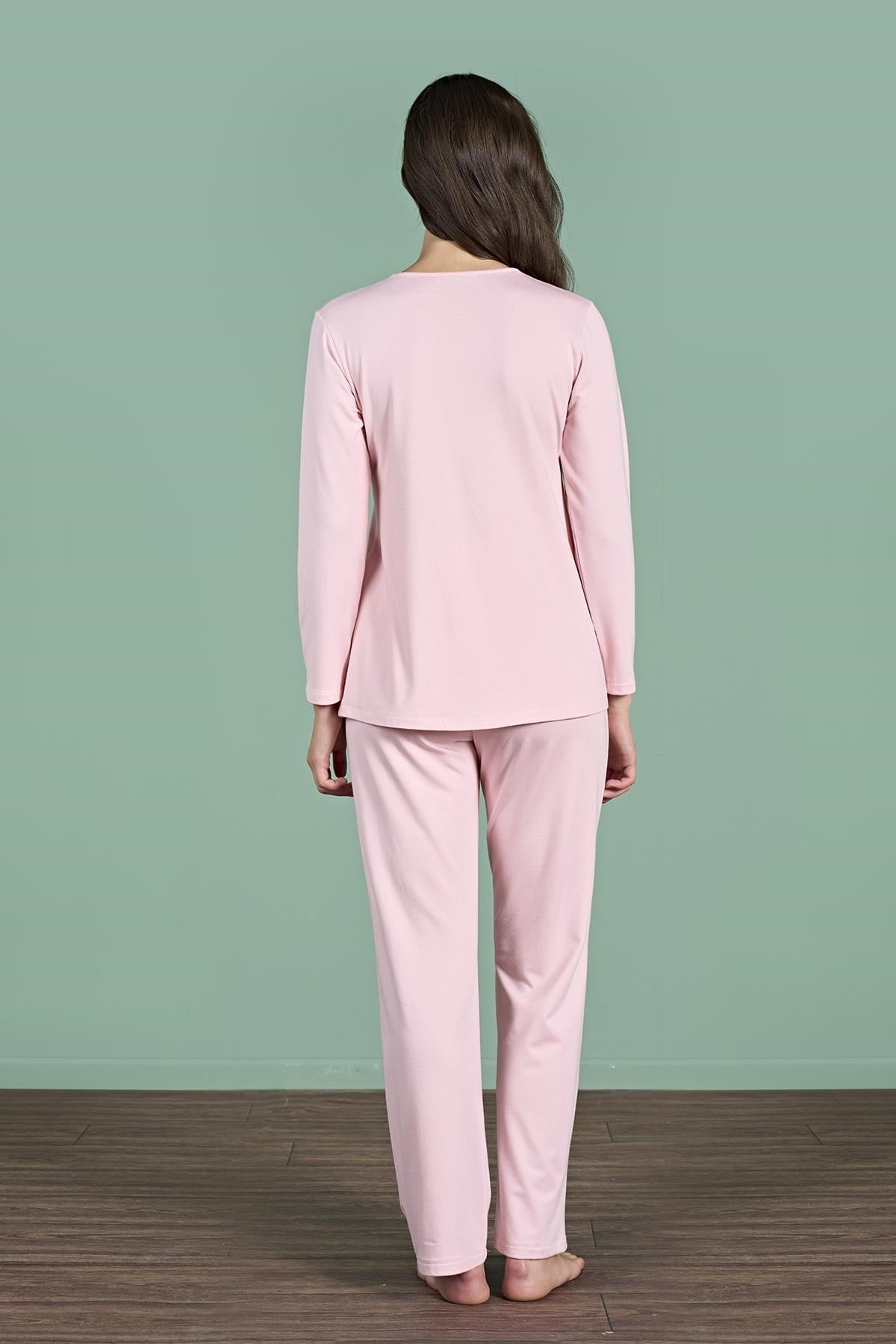 328911Kadın Pembe Renk Dantel Yaka Uzun Kollu Lohusa Pijama Takım C4T4N91Pijama TakımıPijadoreKadın Pembe Renk Dantel Yaka Uzun Kollu Lohusa Pijama Takım C4T4N91