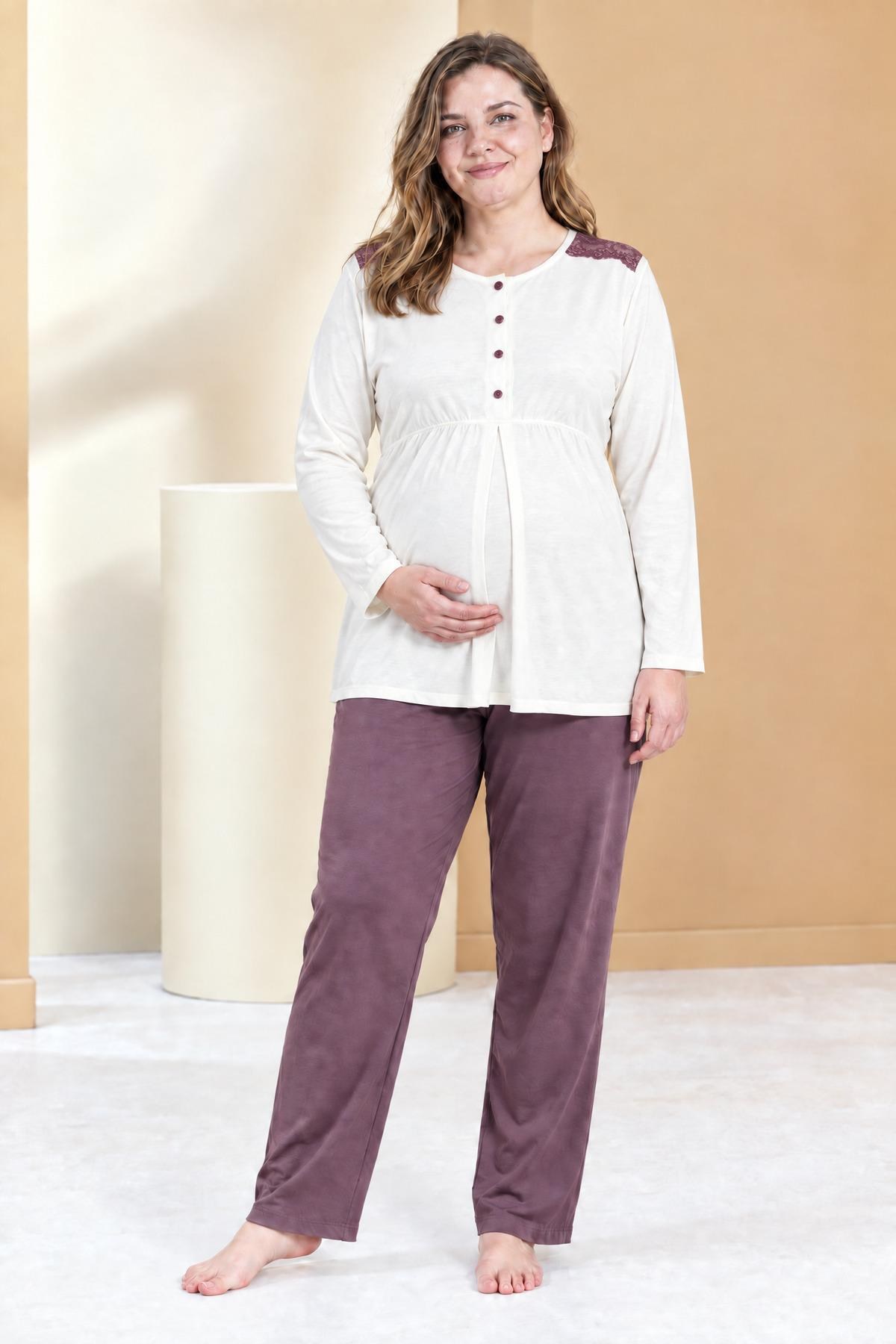 333990Kadın Uzun Kol 3 Lü Mor Lohusa Pijama Takımı C0T1N22Pijama TakımıPijadoreKadın Uzun Kol 3 Lü Mor Lohusa Pijama Takımı C0T1N22