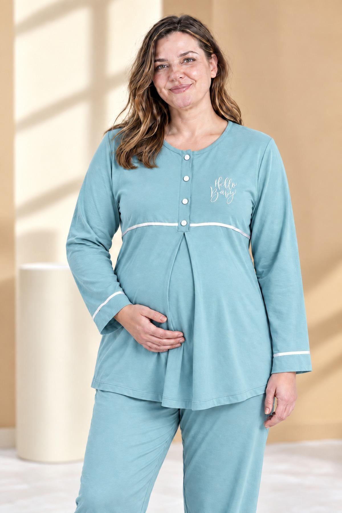 333995Kadın Uzun Kol Mavi Lohusa Pijama Takımı C2T1N22Pijama TakımıPijadoreKadın Uzun Kol Mavi Lohusa Pijama Takımı C2T1N22