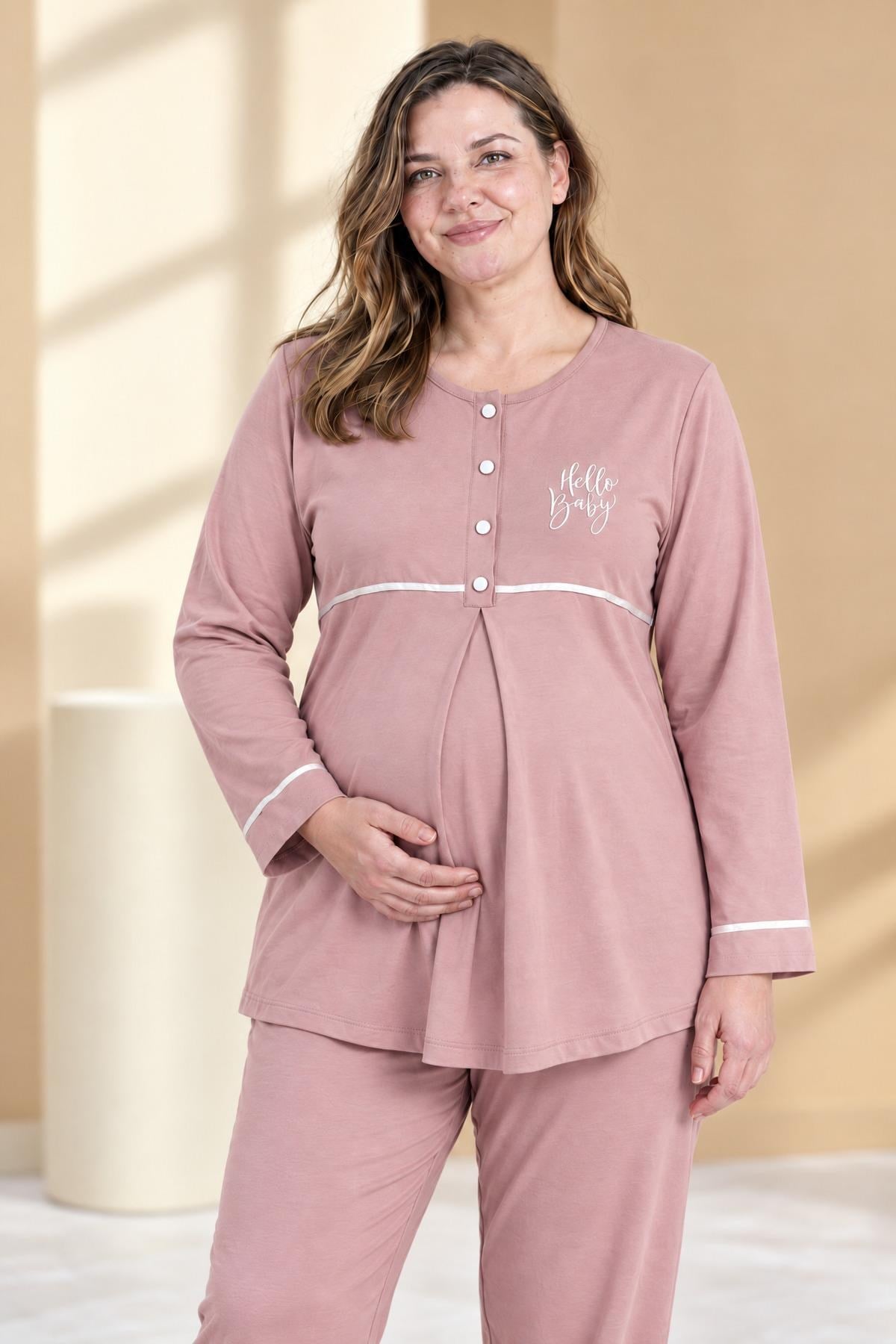 333996Kadın Uzun Kol Pembe Lohusa Pijama Takım C2T1N22Pijama TakımıPijadoreKadın Uzun Kol Pembe Lohusa Pijama Takım C2T1N22
