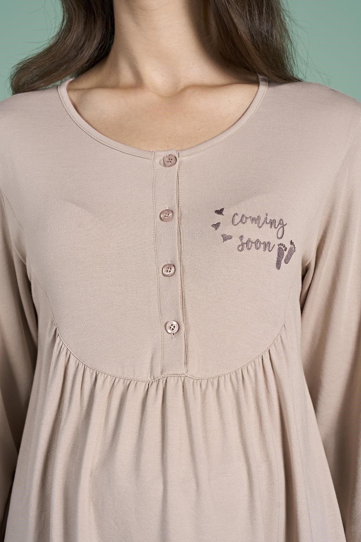 328913Kadın Vizon Renk Uzun Kollu Yarım Düğmeli Lohusa Pijama Takımı C5T4N91Pijama TakımıPijadoreKadın Vizon Renk Uzun Kollu Yarım Düğmeli Lohusa Pijama Takımı C5T4N91