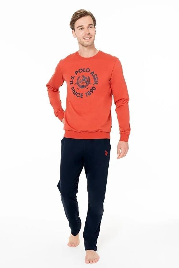 329176Erkek Kiremit Renk Uzun Kollu Bisiklet Yaka Düz Paça Pijama Takımı C0T4N981Pijama TakımıPoloErkek Kiremit Renk Uzun Kollu Bisiklet Yaka Düz Paça Pijama Takımı C0T4N981