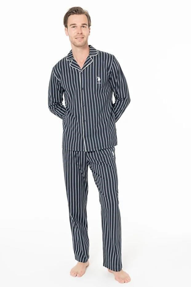 329188Erkek Lacivert Renk Beyaz Çizgili Düğmeli Yaka Uzun Kollu Düz Paça Önden Düğmeli Pijama Takımı C3T9N981Pijama TakımıPoloErkek Lacivert Renk Beyaz Çizgili Düğmeli Yaka Uzun Kollu Düz Paça Önden Düğmeli Pijama Takımı C3T9N981