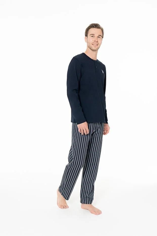 329191Erkek Lacivert Renk Düğmeli Yaka Uzun Kollu Çizgili Alt Düz Paça Pijama Takımı C4T9N981Pijama TakımıPoloErkek Lacivert Renk Düğmeli Yaka Uzun Kollu Çizgili Alt Düz Paça Pijama Takımı C4T9N981