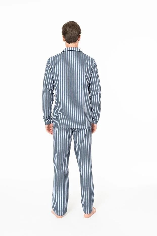 329190Erkek Lacivert Renk Düğmeli Yaka Uzun Kollu Düz Paça Çizgili Önden Düğmeli Pijama Takımı C8T7N981Pijama TakımıPoloErkek Lacivert Renk Düğmeli Yaka Uzun Kollu Düz Paça Çizgili Önden Düğmeli Pijama Takımı C8T7N981