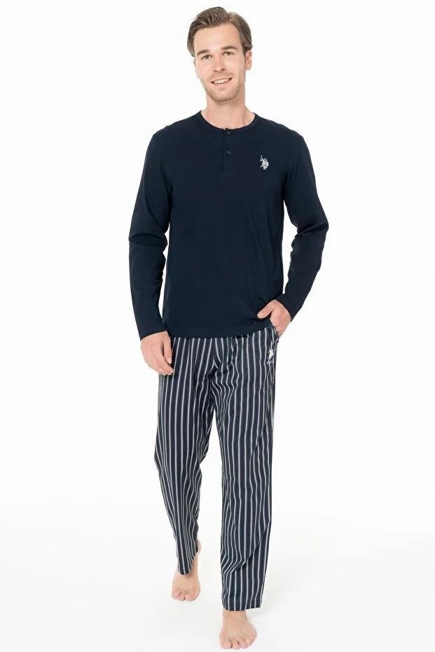 329191Erkek Lacivert Renk Düğmeli Yaka Uzun Kollu Çizgili Alt Düz Paça Pijama Takımı C4T9N981Pijama TakımıPoloErkek Lacivert Renk Düğmeli Yaka Uzun Kollu Çizgili Alt Düz Paça Pijama Takımı C4T9N981