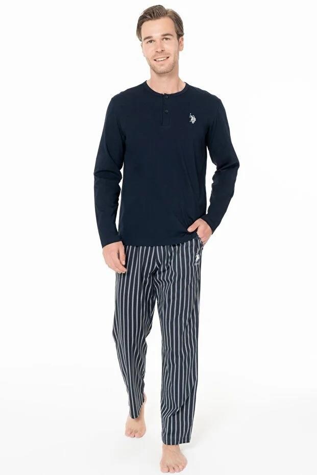 329191Erkek Lacivert Renk Düğmeli Yaka Uzun Kollu Çizgili Alt Düz Paça Pijama Takımı C4T9N981Pijama TakımıPoloErkek Lacivert Renk Düğmeli Yaka Uzun Kollu Çizgili Alt Düz Paça Pijama Takımı C4T9N981