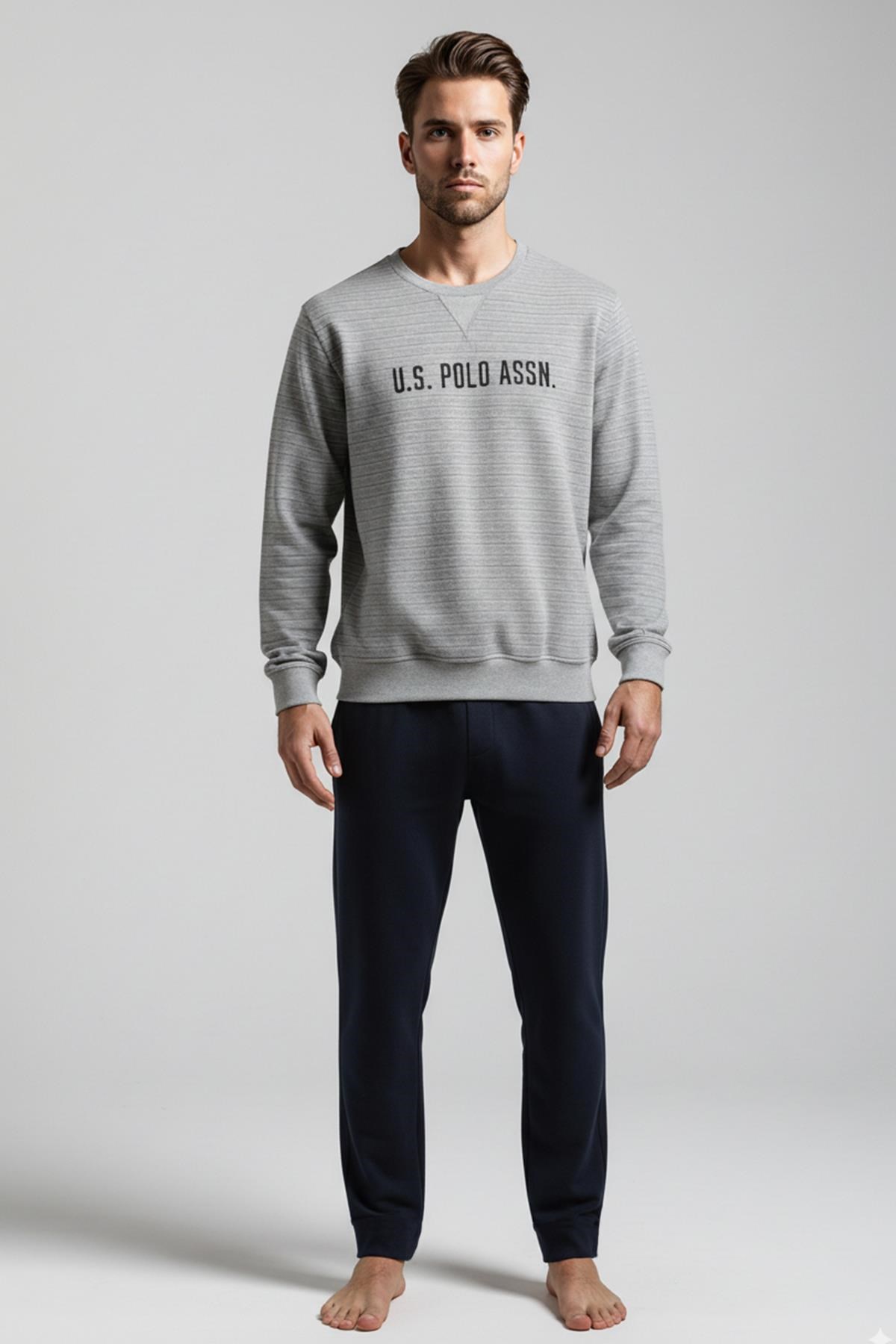 328987Erkek Uzun Kollu Gri Melanj Renk Bisiklet yaka Düz Paça Pijama Takımı C4T3N981Pijama TakımıPoloErkek Uzun Kollu Gri Melanj Renk Bisiklet yaka Düz Paça Pijama Takımı C4T3N981