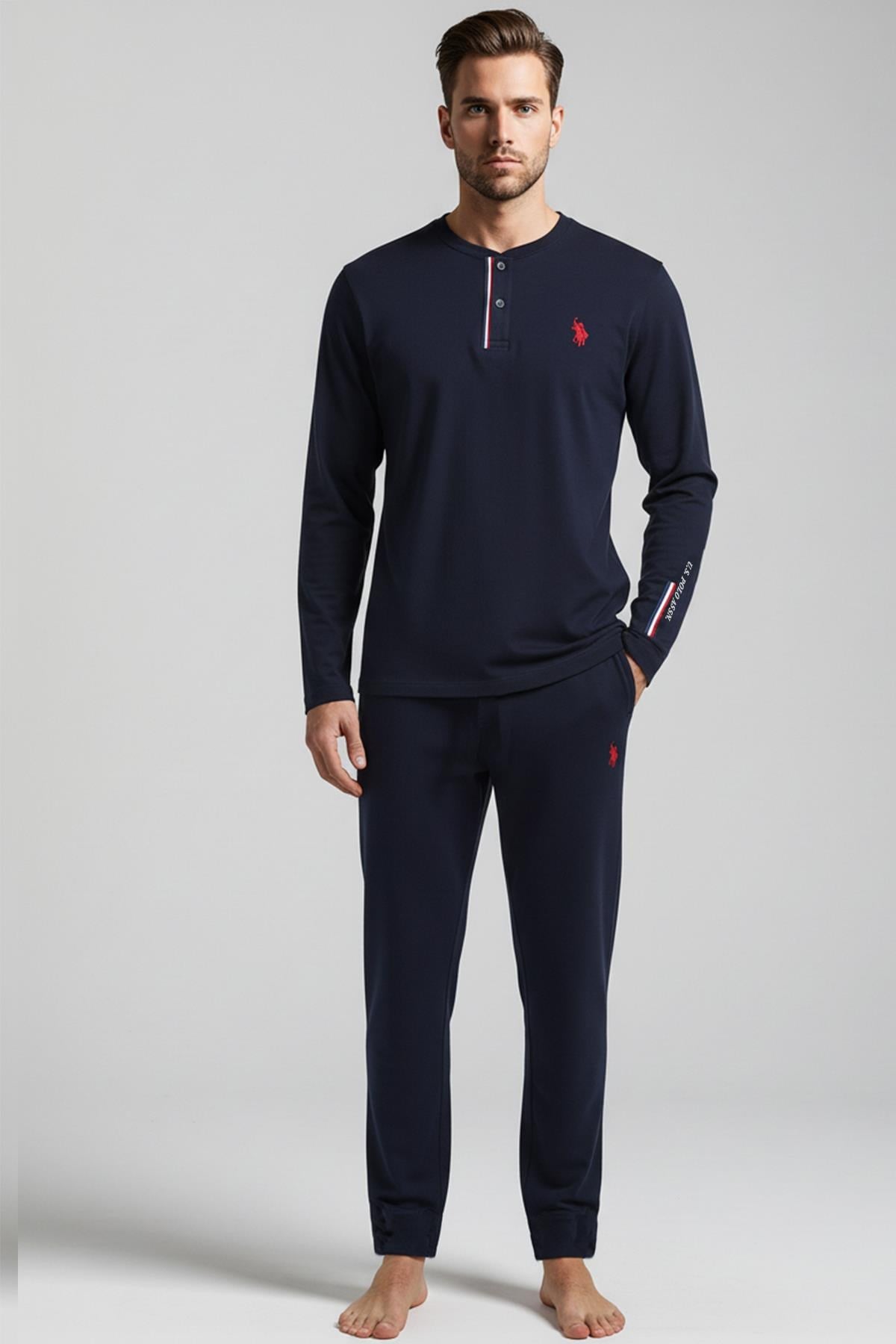 328979Erkek Uzun Kollu Lacivert Düğmeli Yaka Düz Paça Pijama Takımı C9T5N981Pijama TakımıPoloErkek Uzun Kollu Lacivert Düğmeli Yaka Düz Paça Pijama Takımı C9T5N981