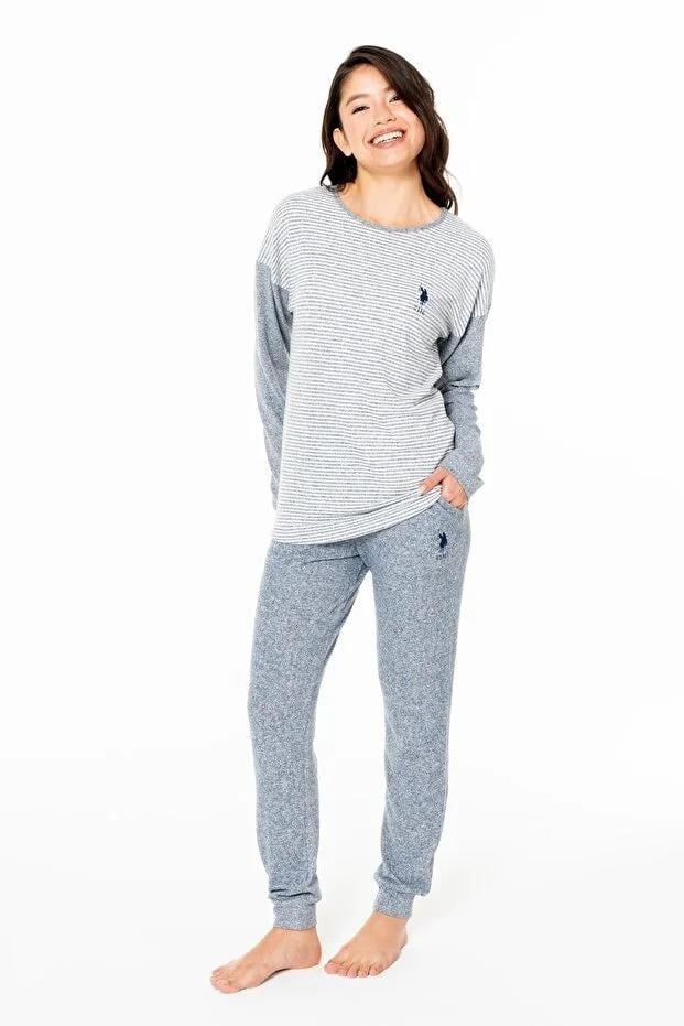 329179Kadın Lacivert Melanj Renk Uzun Kollu Lastikli Paça Pijama Takımı C9T2N102Uzun Kol PijamaPoloKadın Lacivert Melanj Renk Uzun Kollu Lastikli Paça Pijama Takımı C9T2N102