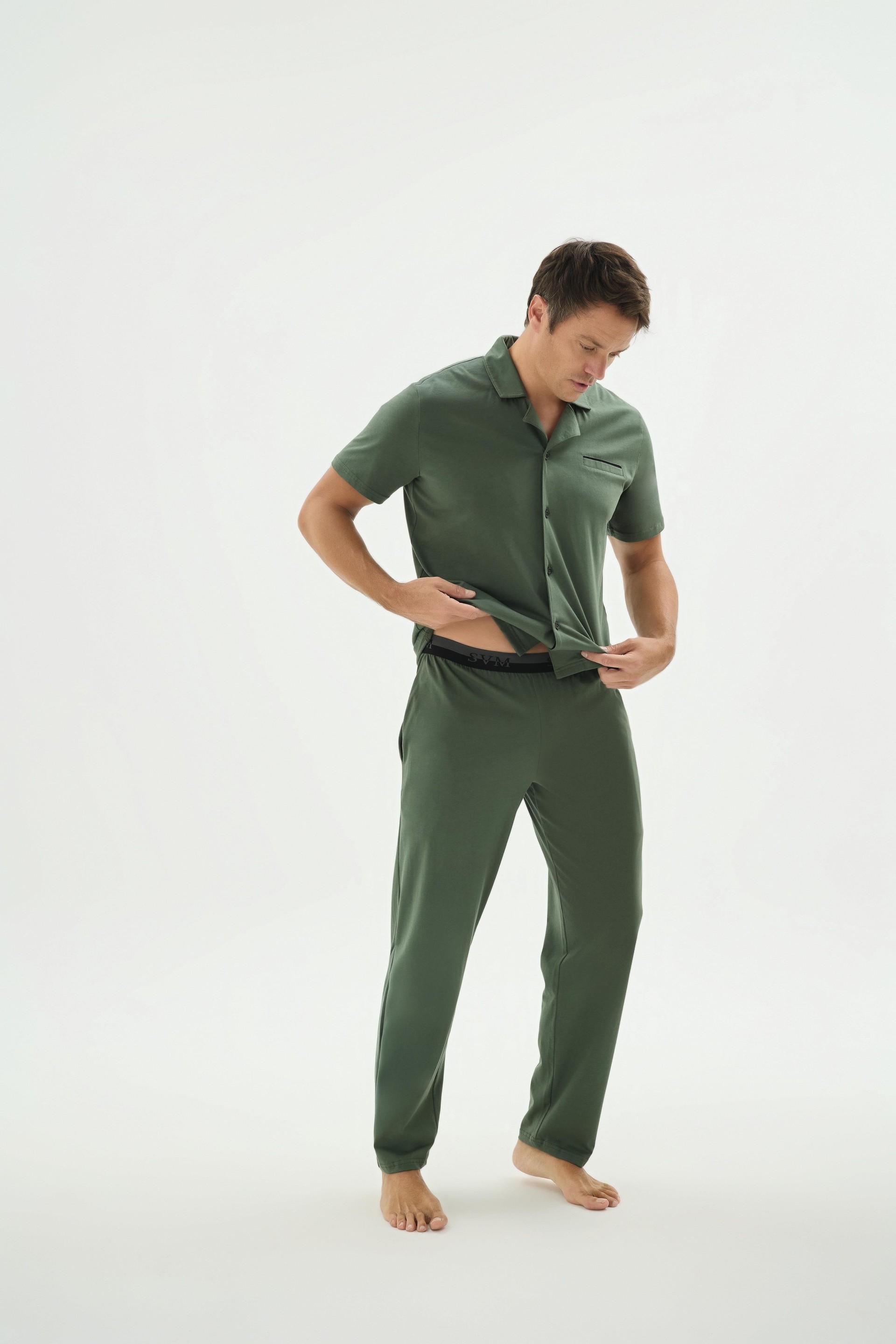 332899Erkek Kısa Kol Önden Düğmeli Yeşil Pijama Takımı C6T7N69Pijama TakımıSevimErkek Kısa Kol Önden Düğmeli Yeşil Pijama Takımı C6T7N69