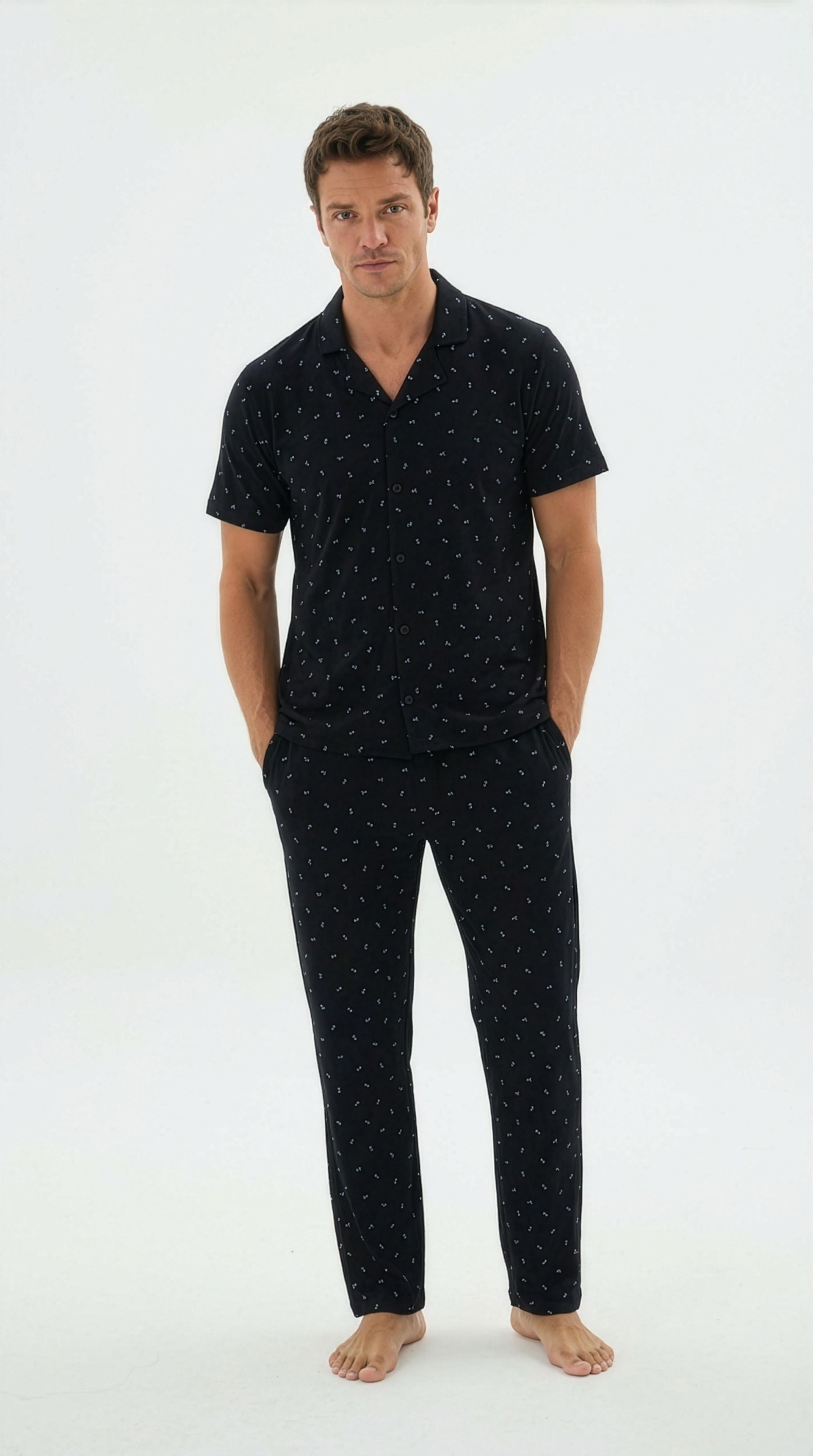 332900Erkek Kısa Kol Önden Düğmeli Koyu Lacivert Pijama Takımı C3T1N79Pijama TakımıSevimErkek Kısa Kol Önden Düğmeli Koyu Lacivert Pijama Takımı C3T1N79
