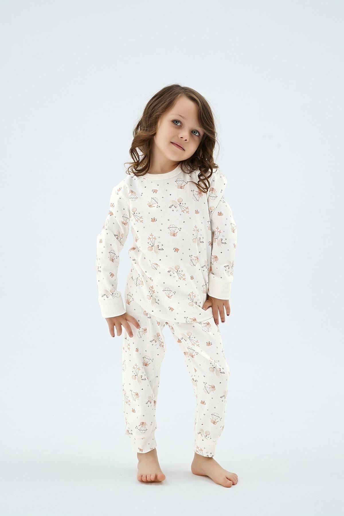 328670Kız Çocuk Uzun Kollu Baskılı Ekru Pijama Takımı C4T2N98PijamaSevimKız Çocuk Uzun Kollu Baskılı Ekru Pijama Takımı C4T2N98